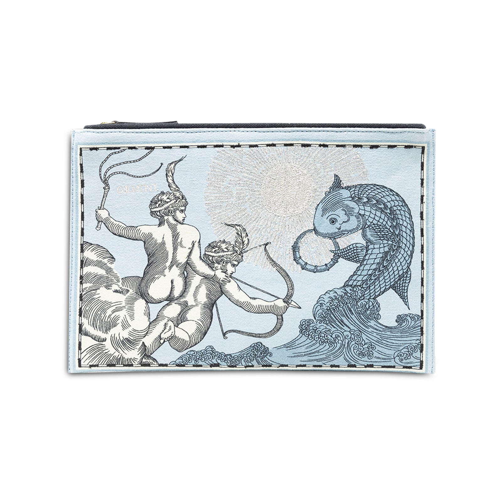 Embroidered Pouch, Astro Gemini In Blue #5 Eleish Van Breems Home