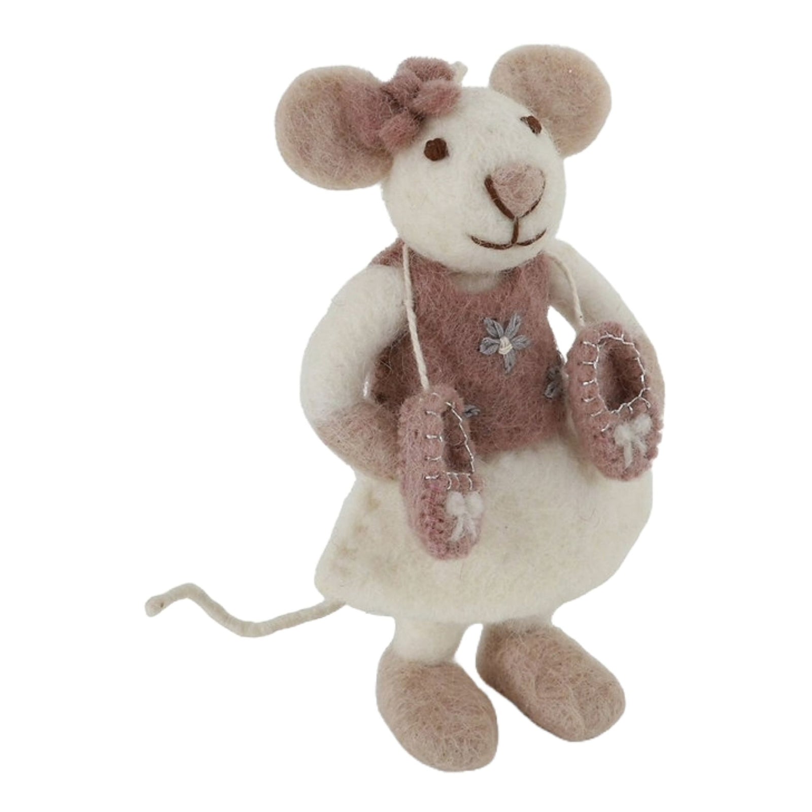 Small White Ballerina Mouse with Ballerina Shoes & Bow Eleish Van Breems Home