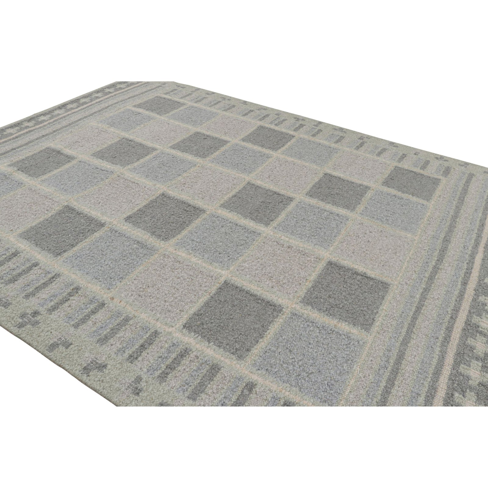 Scandinavian Rug With Gray & Blue Geometric Patterns Eleish Van Breems Home