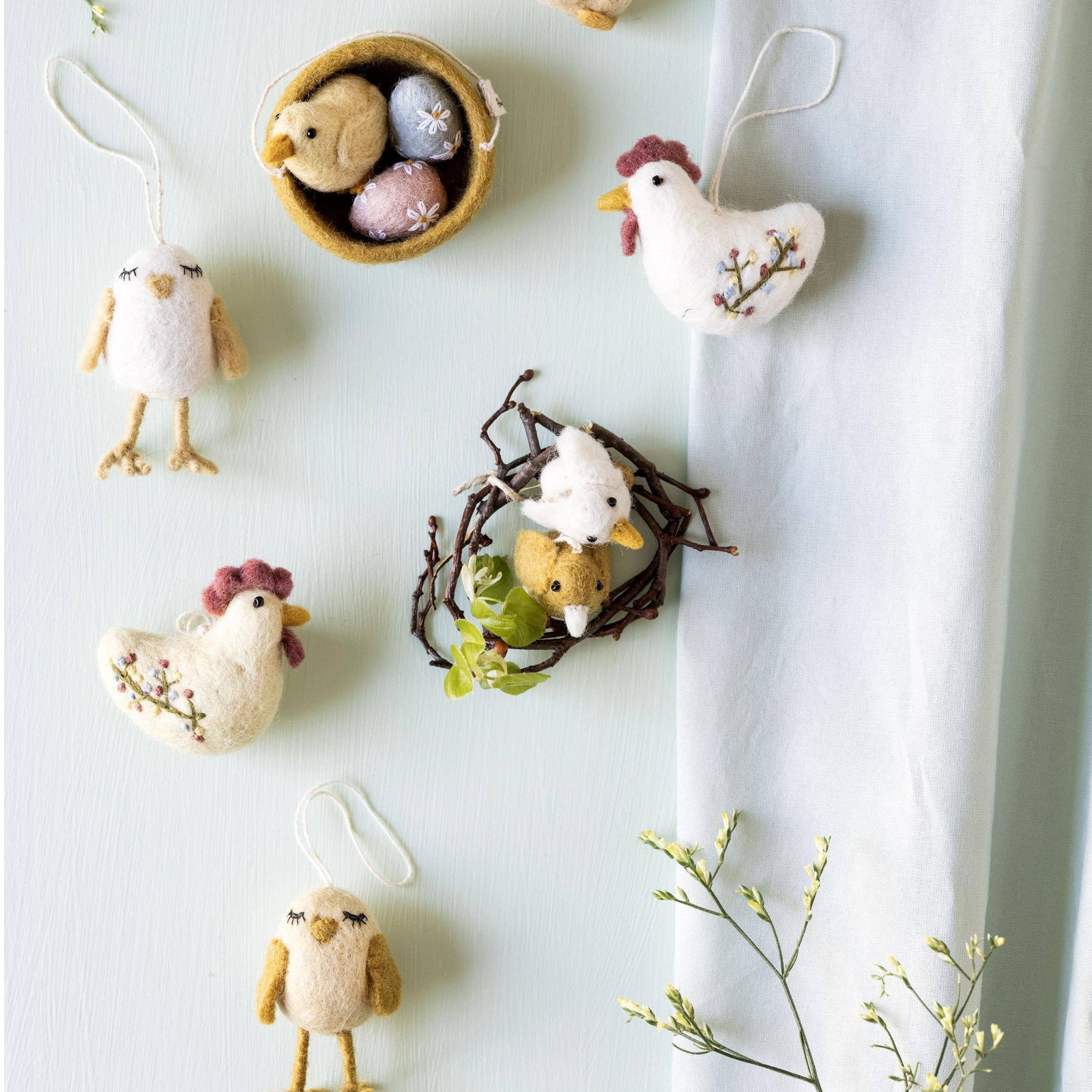 Rooster w/Embroidery - White Eleish Van Breems Home