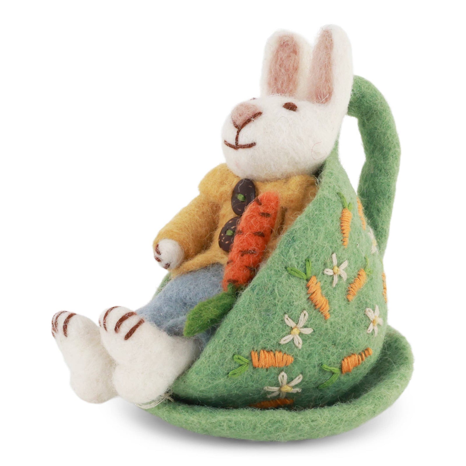 Small White Boy Bunny in a Cup w/Carrot Eleish Van Breems Home