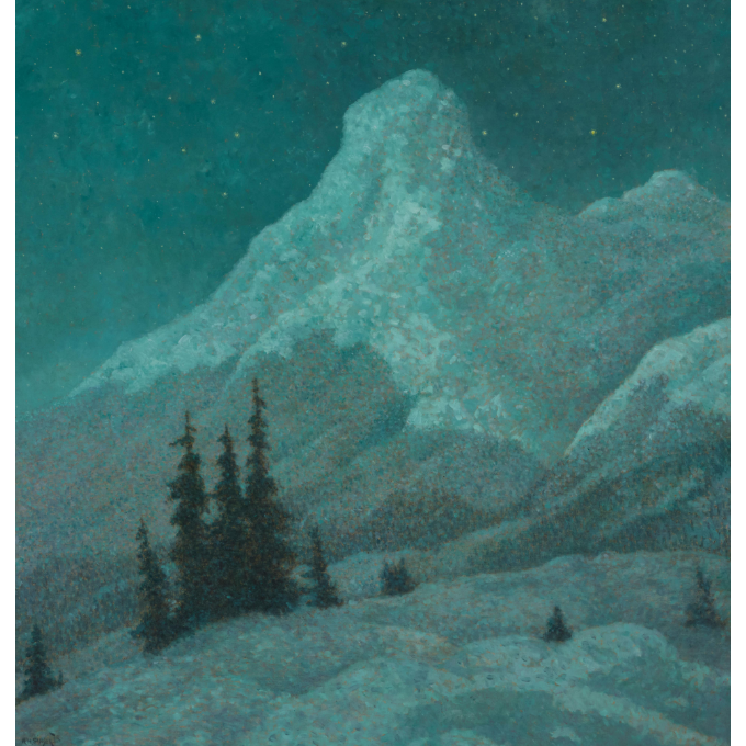 Painting by William Henry Singer Jr "A Winter Night" (Norway) 1926 Eleish Van Breems Home