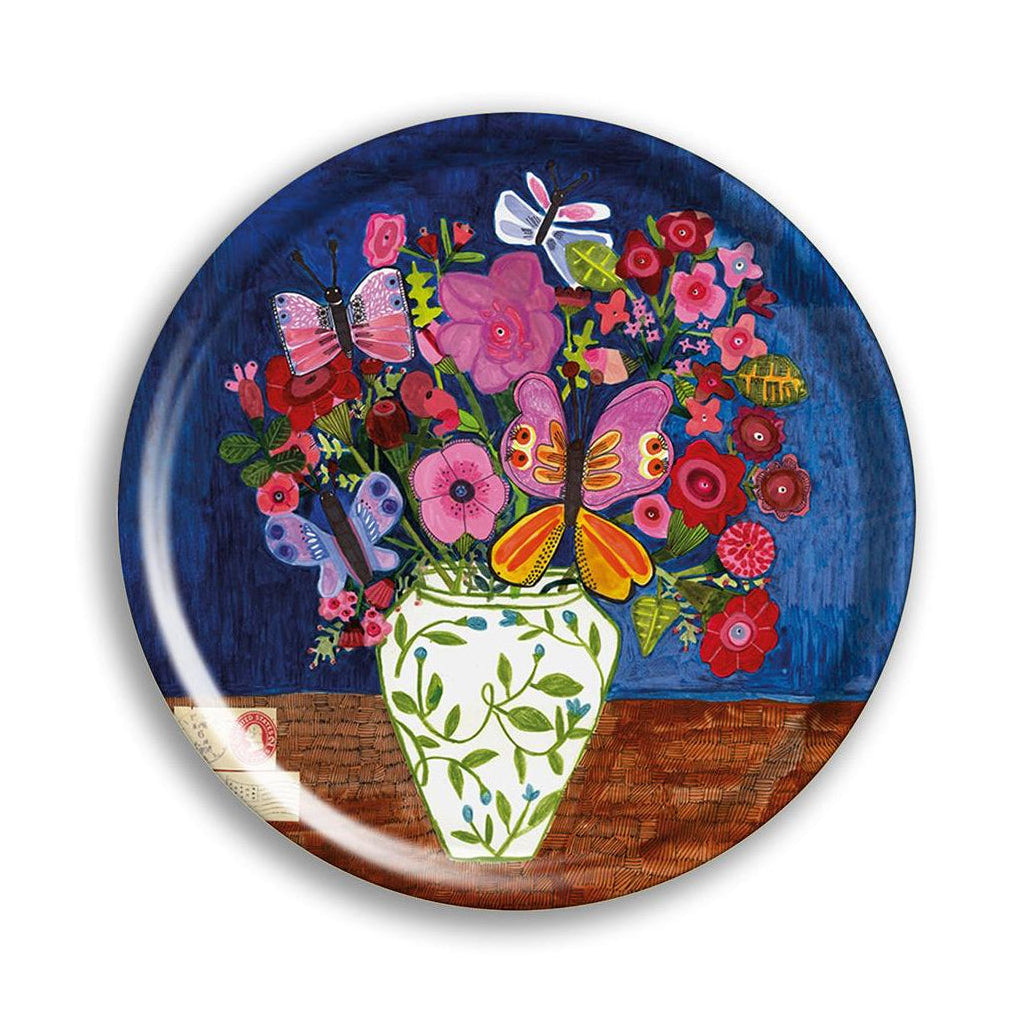 Butterfly Flowers Round Tray Eleish Van Breems Home