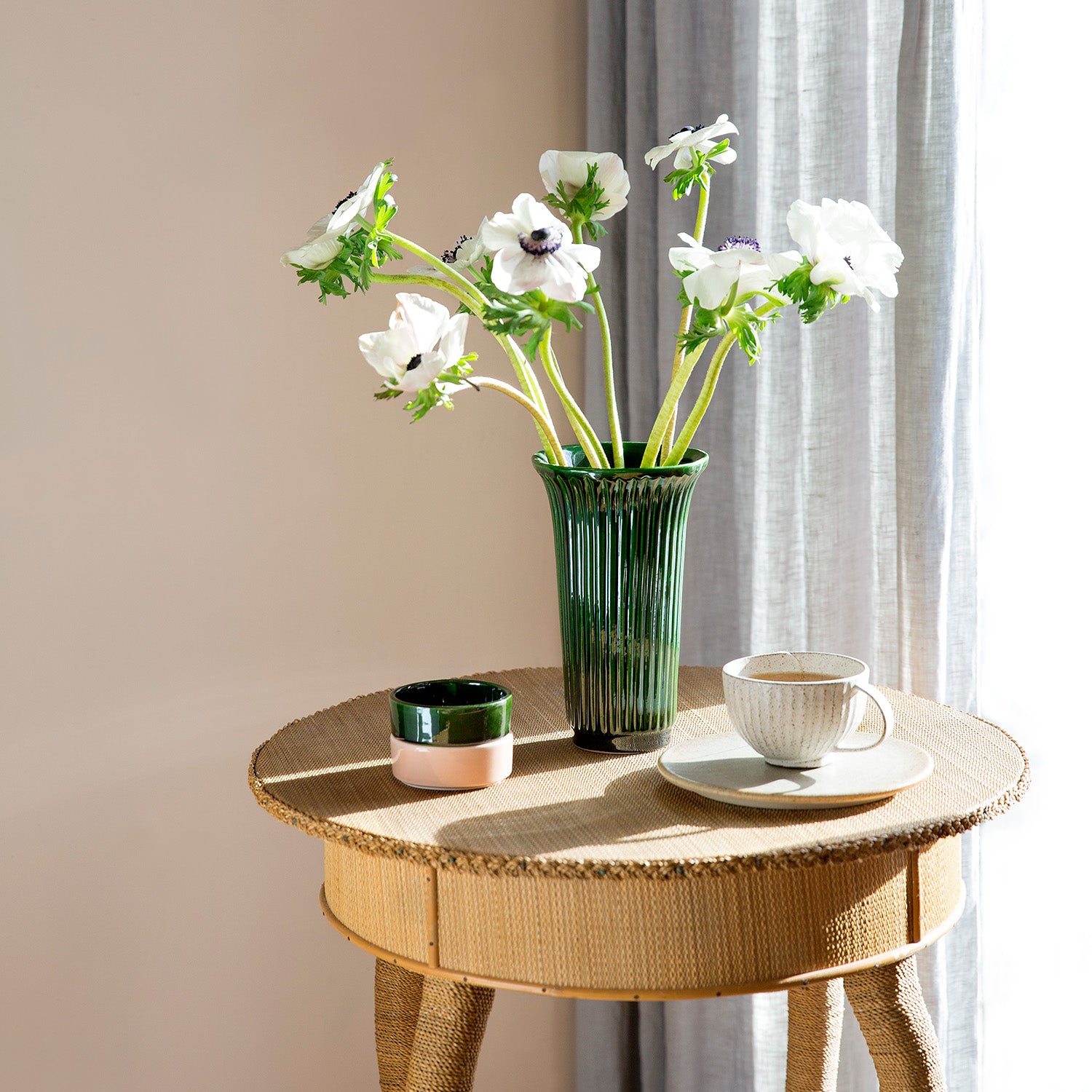 Daisy Fluted Emerald Green Glazed Vase Eleish Van Breems Home