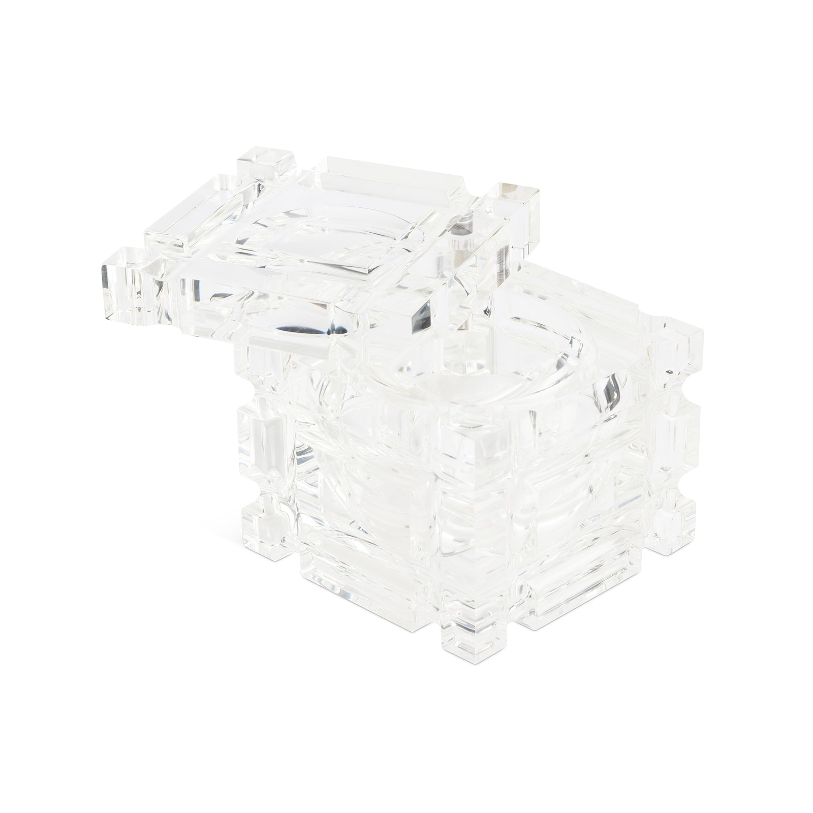 Modernist Italian Acrylic Cube Ice Bucket Eleish Van Breems Home