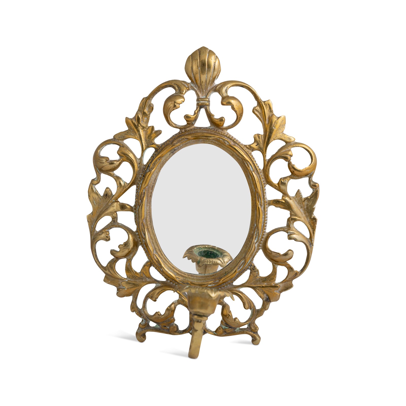 Swedish Cast Brass Mirror Backed Candle Sconce Eleish Van Breems Home