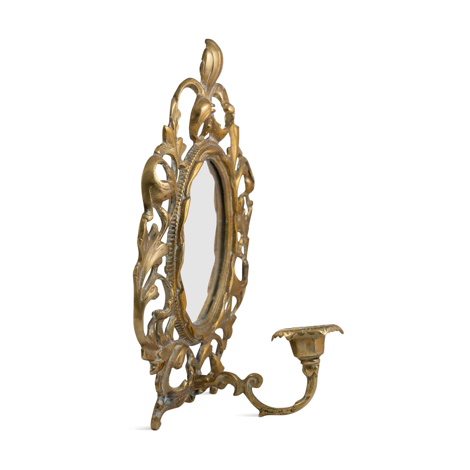 Swedish Cast Brass Mirror Backed Candle Sconce Eleish Van Breems Home