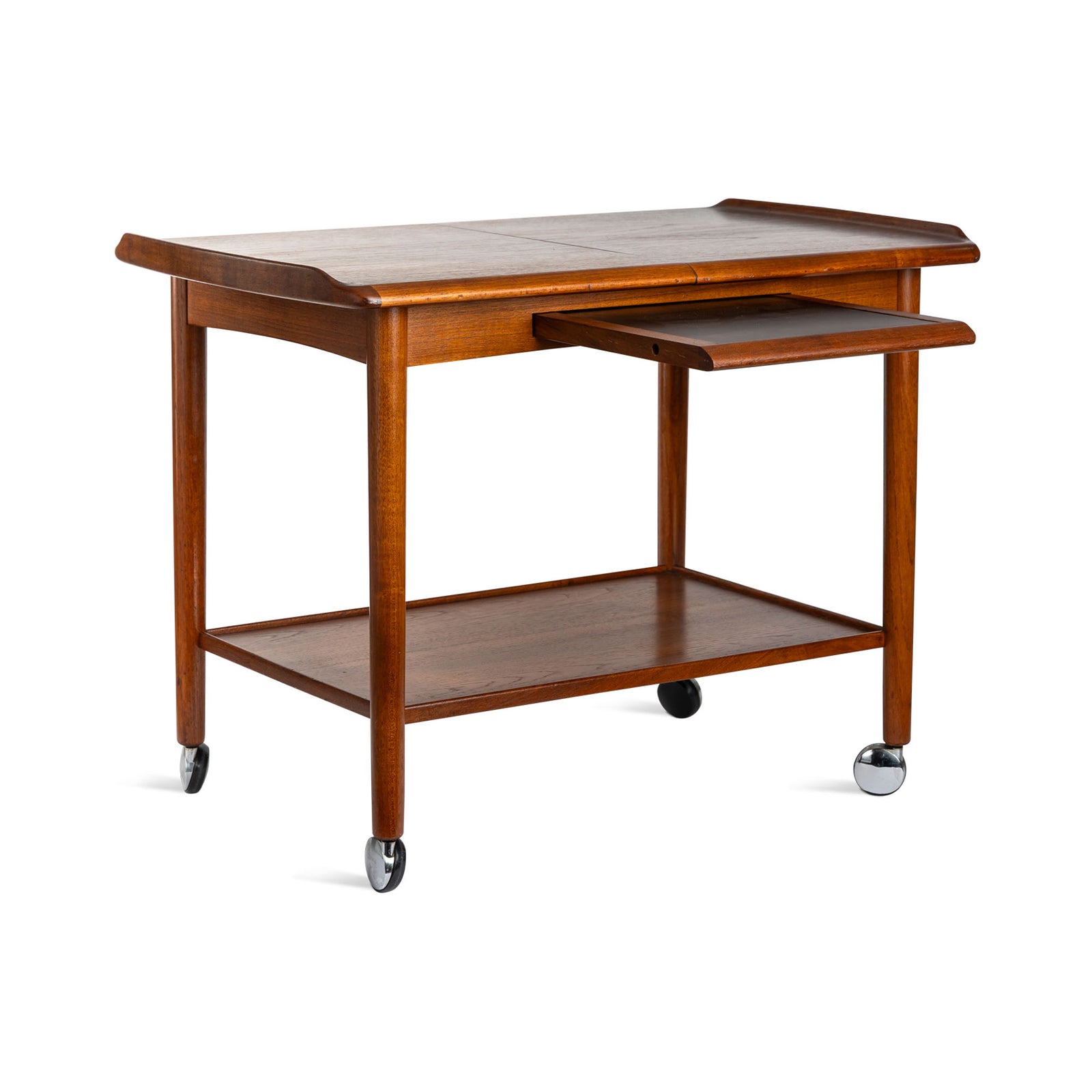 Mid-Century Danish Teak Cart with Expandible Slide Top Eleish Van Breems Home