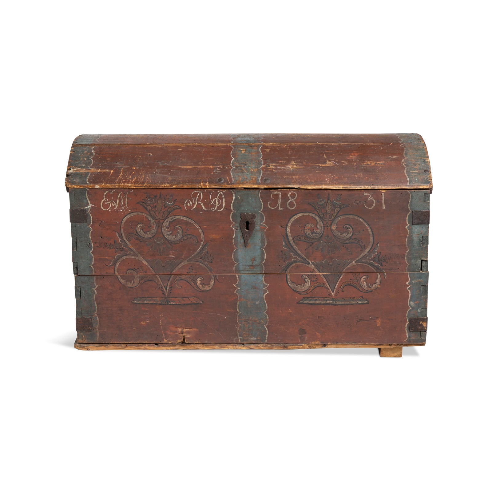 Scandinavian Painted Immigrants Trunk, Dated 1831 Eleish Van Breems Home
