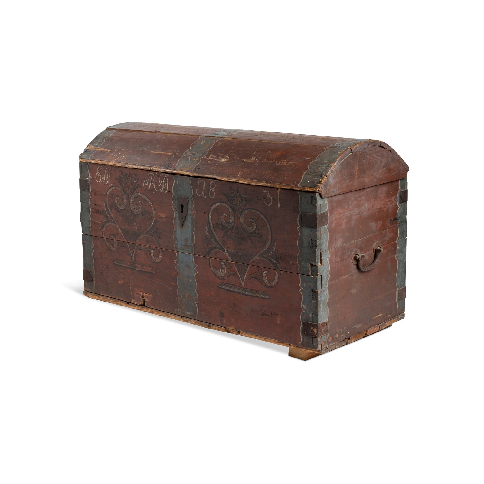 Scandinavian Painted Immigrants Trunk, Dated 1831 Eleish Van Breems Home