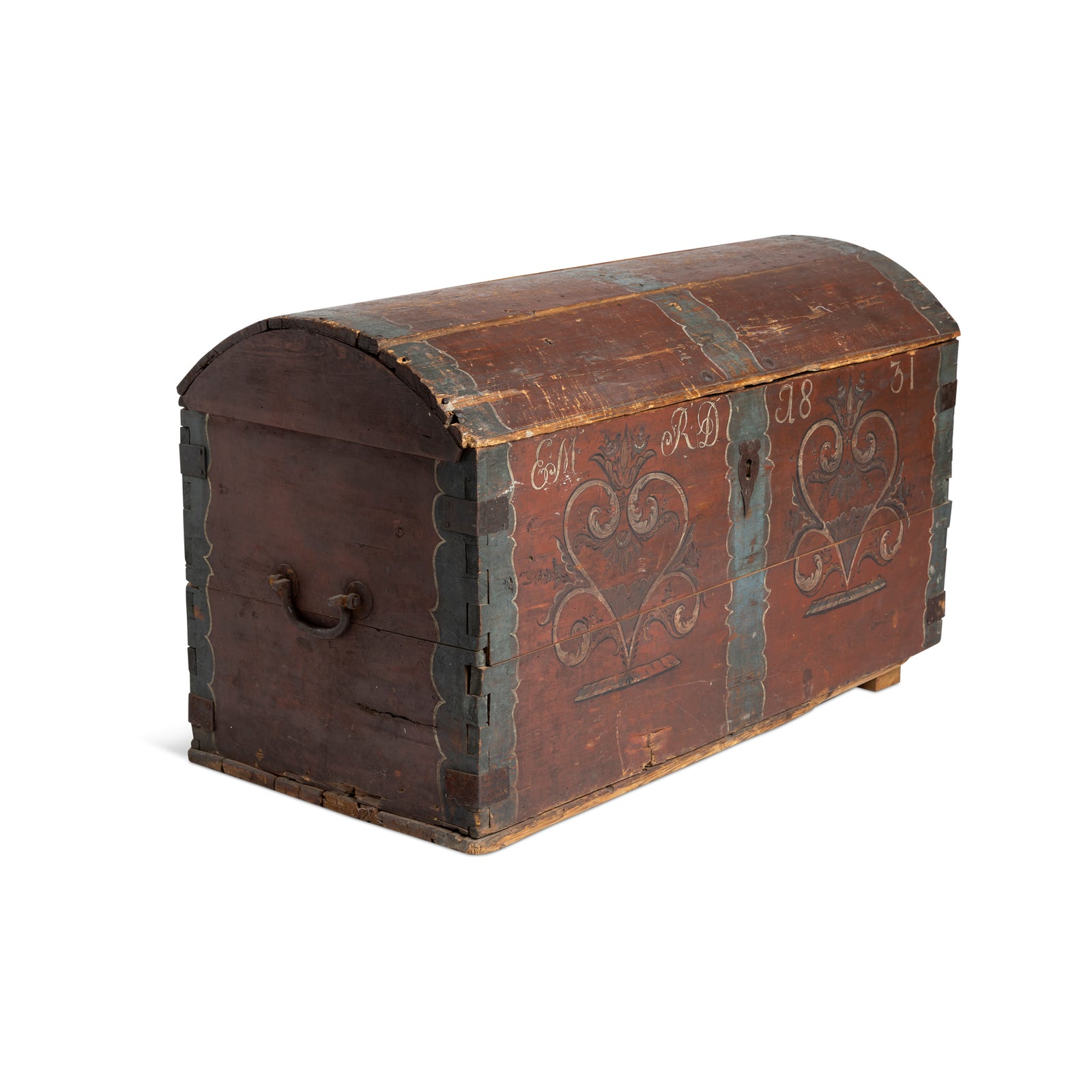 Scandinavian Painted Immigrants Trunk, Dated 1831 Eleish Van Breems Home
