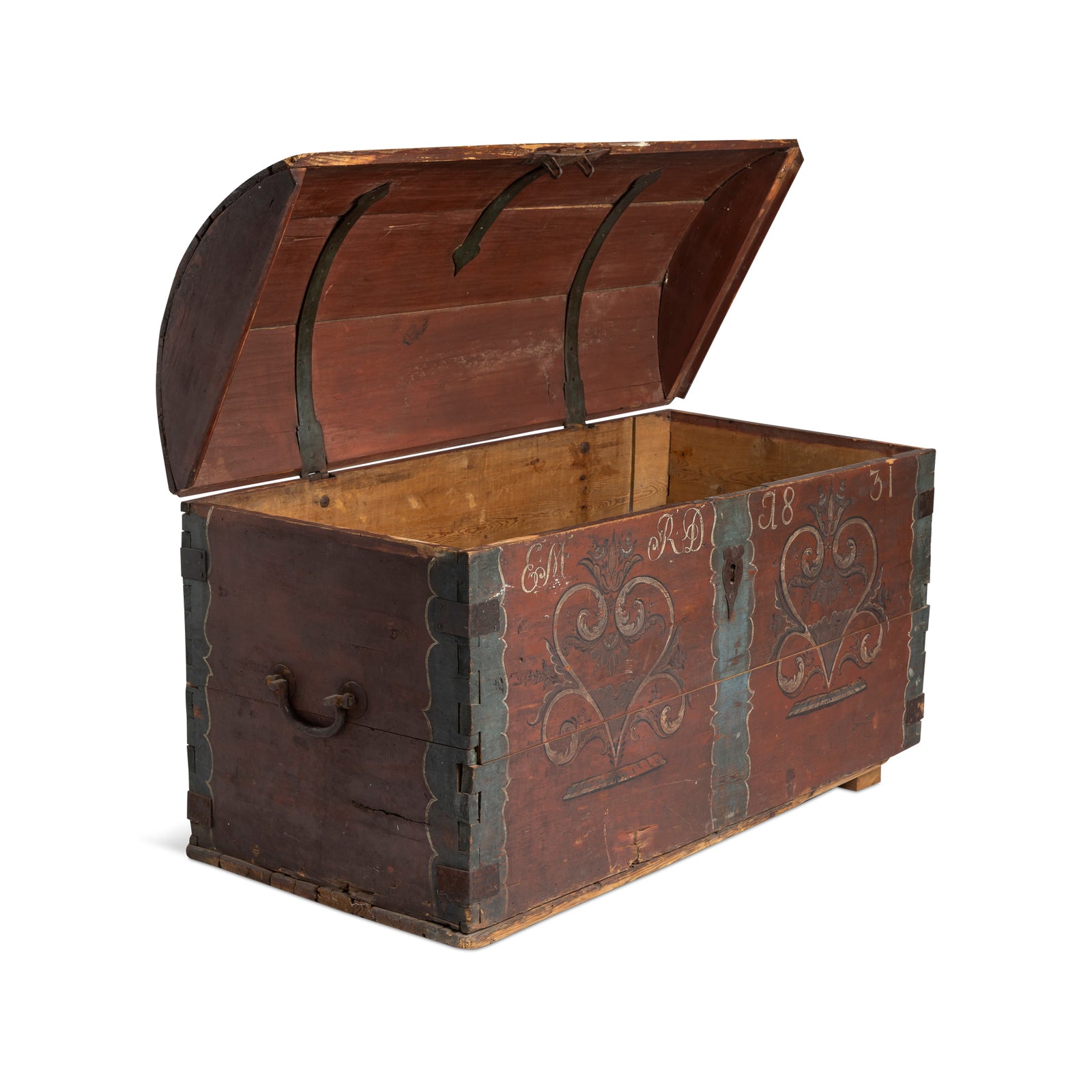 Scandinavian Painted Immigrants Trunk, Dated 1831 Eleish Van Breems Home