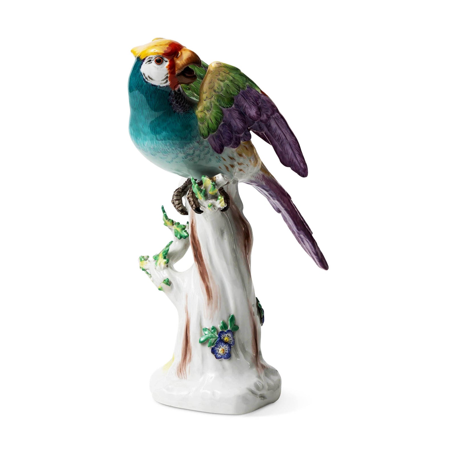 Antique Meissen Porcelain Models of a Macaw and a Green Parrot Eleish Van Breems Home