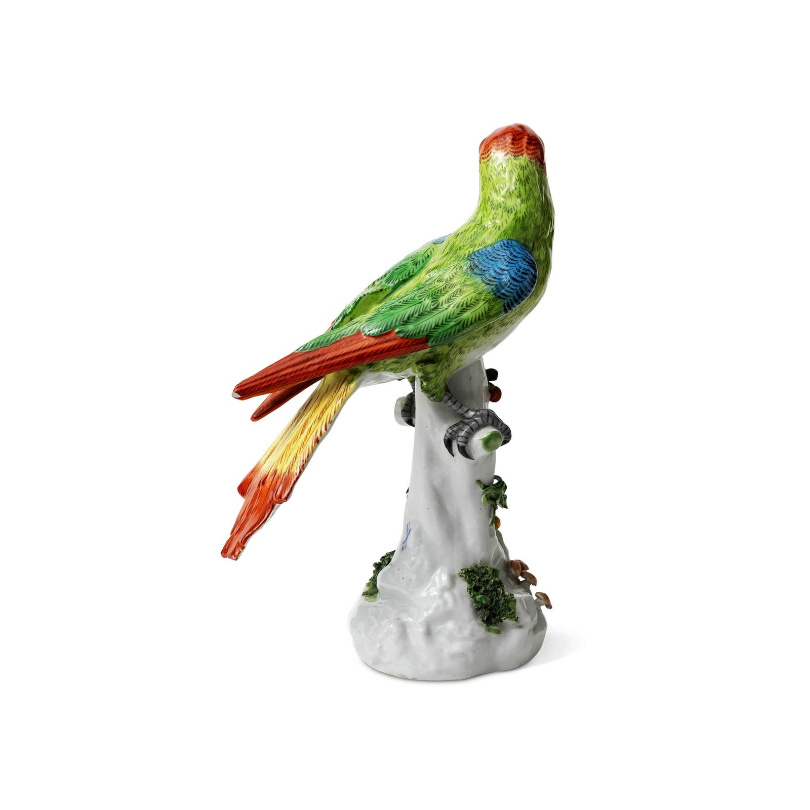 Antique Meissen Porcelain Models of a Macaw and a Green Parrot Eleish Van Breems Home