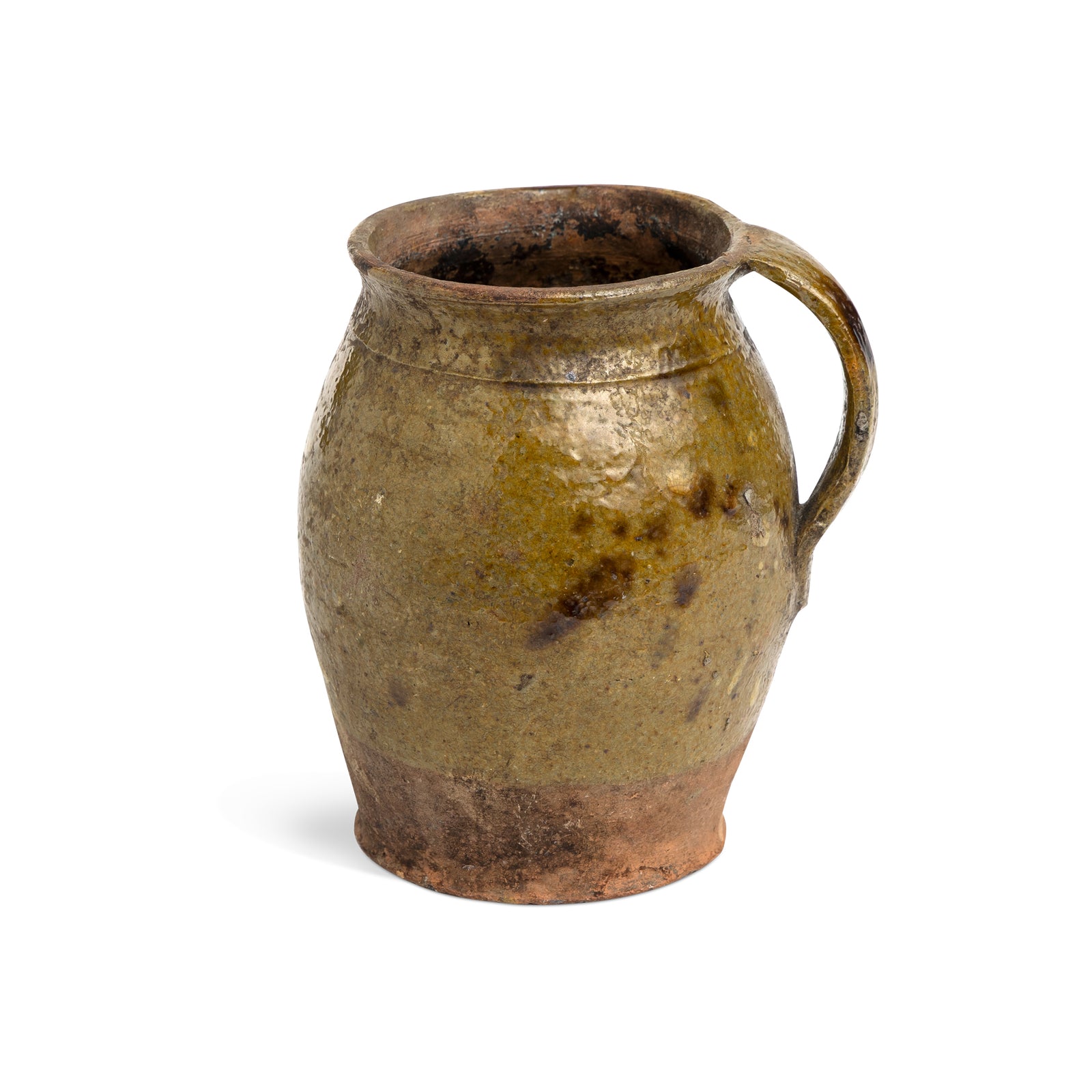 19th-Century Swedish Green Glazed Earthenware Sieve with Handle Eleish Van Breems Home