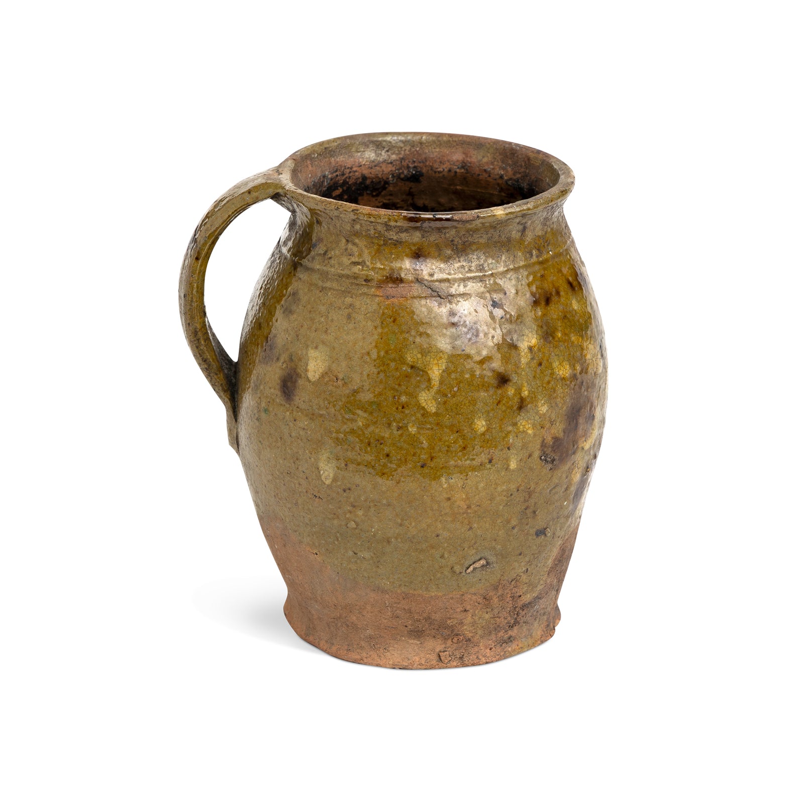 19th-Century Swedish Green Glazed Earthenware Sieve with Handle Eleish Van Breems Home