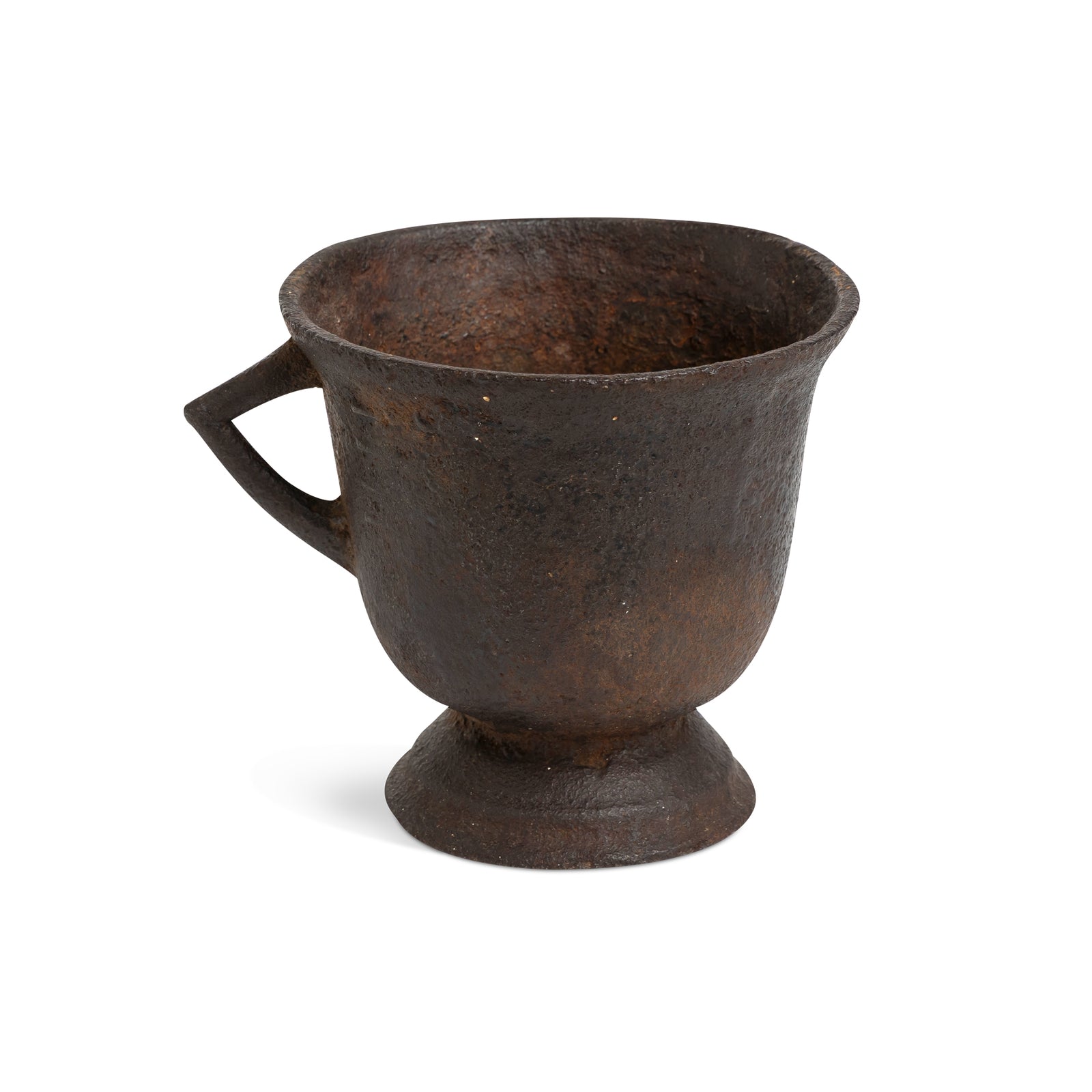 Early 19th c Swedish Sand Cast Iron Mortar with Handle Eleish Van Breems Home