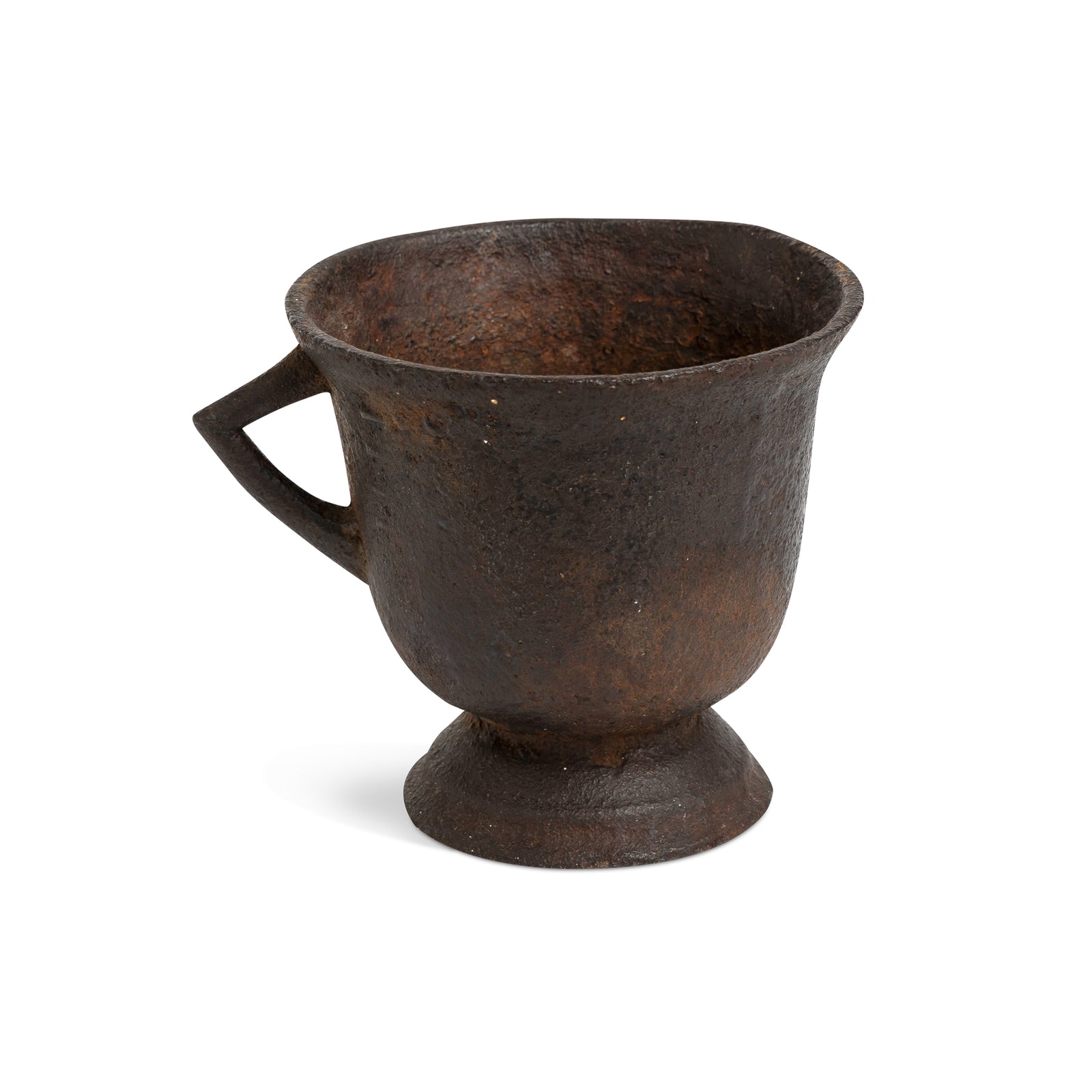 Early 19th c Swedish Sand Cast Iron Mortar with Handle Eleish Van Breems Home