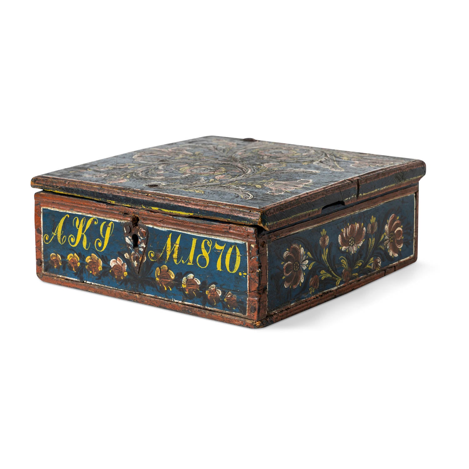Norwegian Painted Lock Box 1870 Eleish Van Breems Home