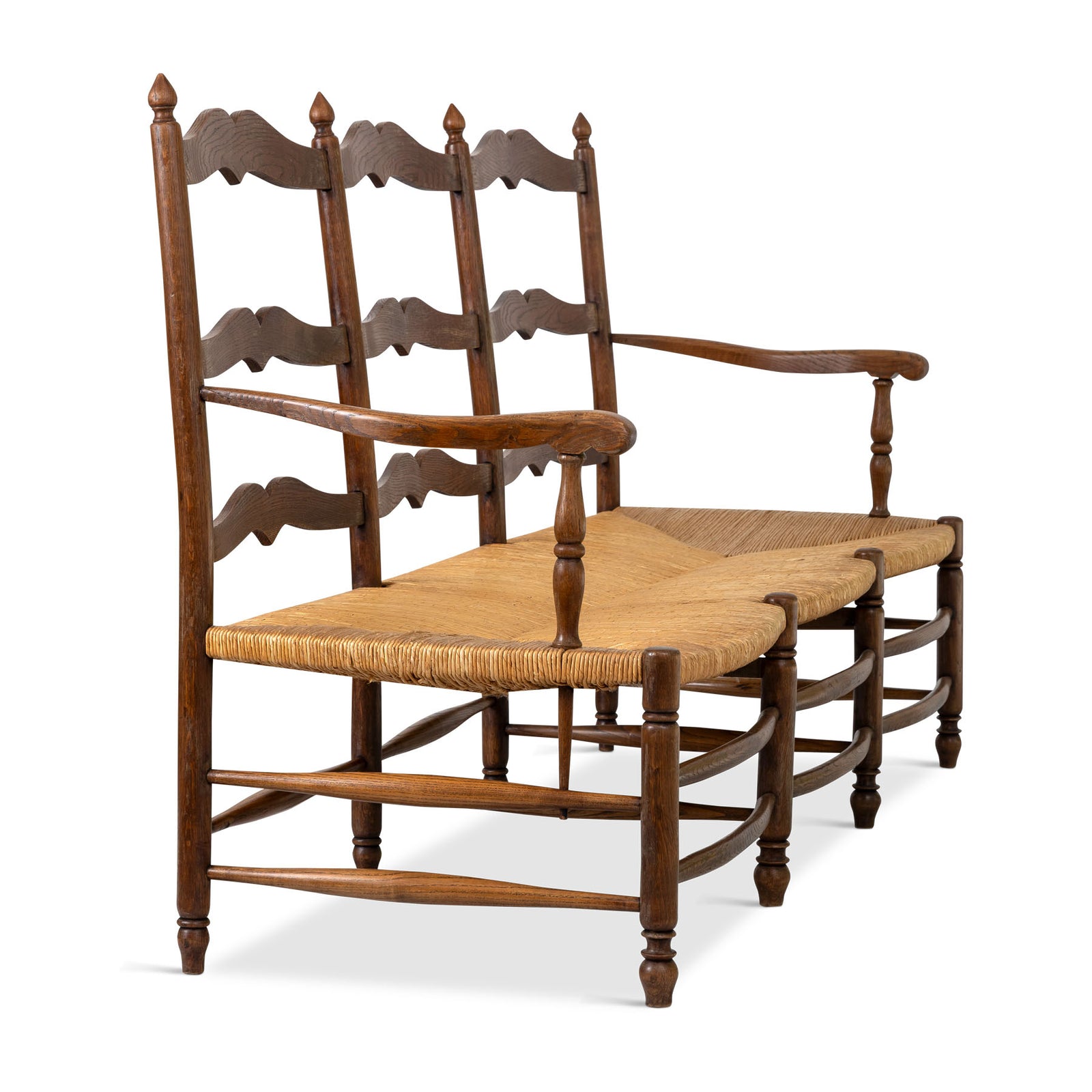 19th Century French Provincial Ladder-Back Settee Eleish Van Breems Home
