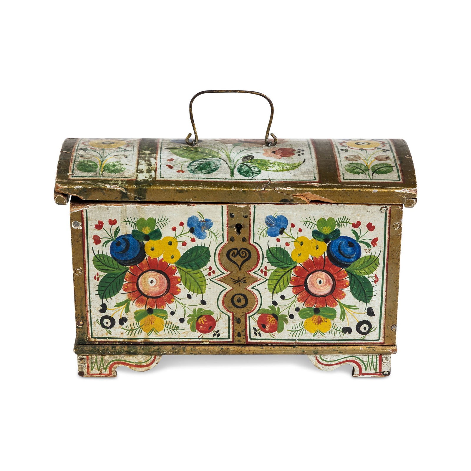 Scandinavian Small Hand Painted Lift Top Dome Box Eleish Van Breems Home