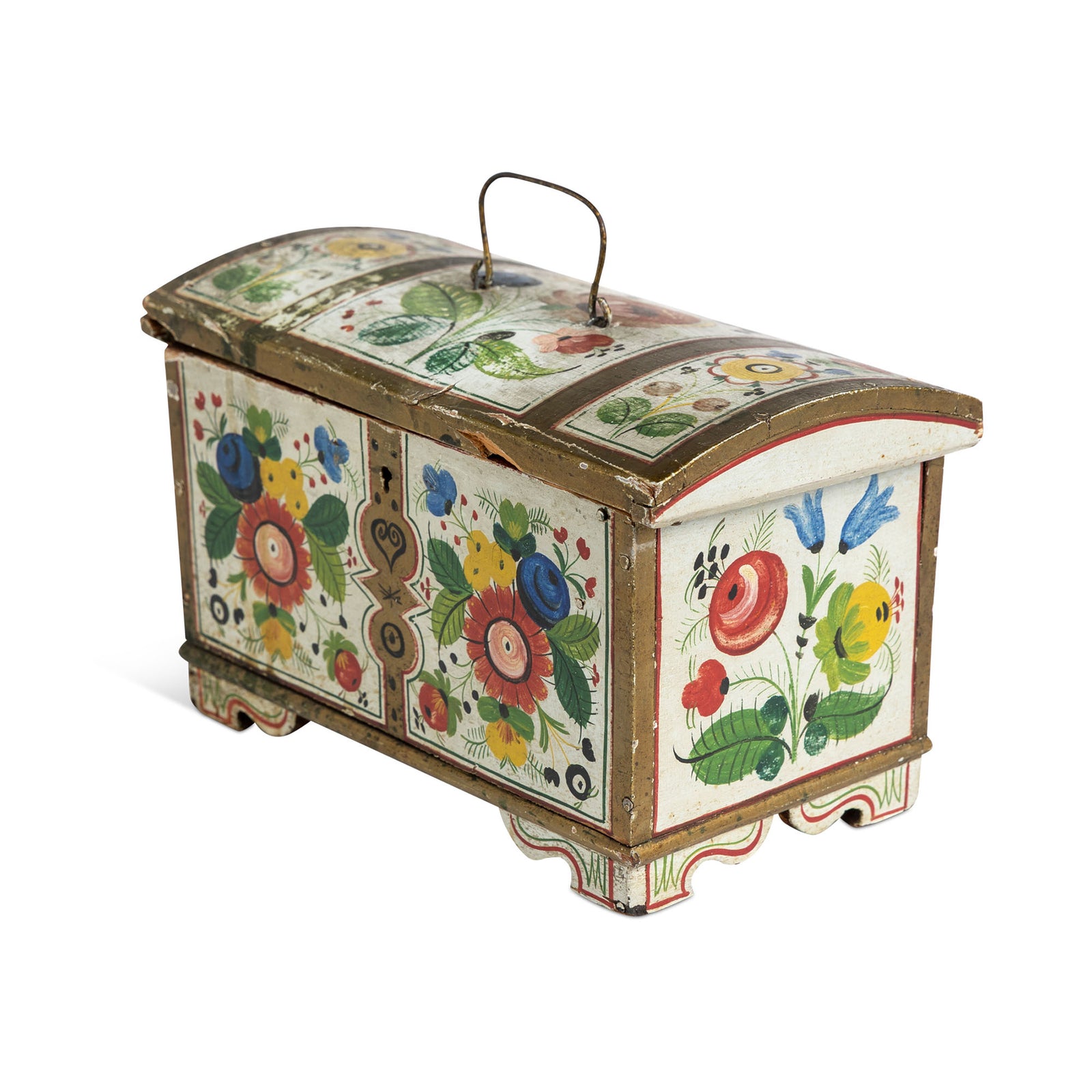 Scandinavian Small Hand Painted Lift Top Dome Box Eleish Van Breems Home