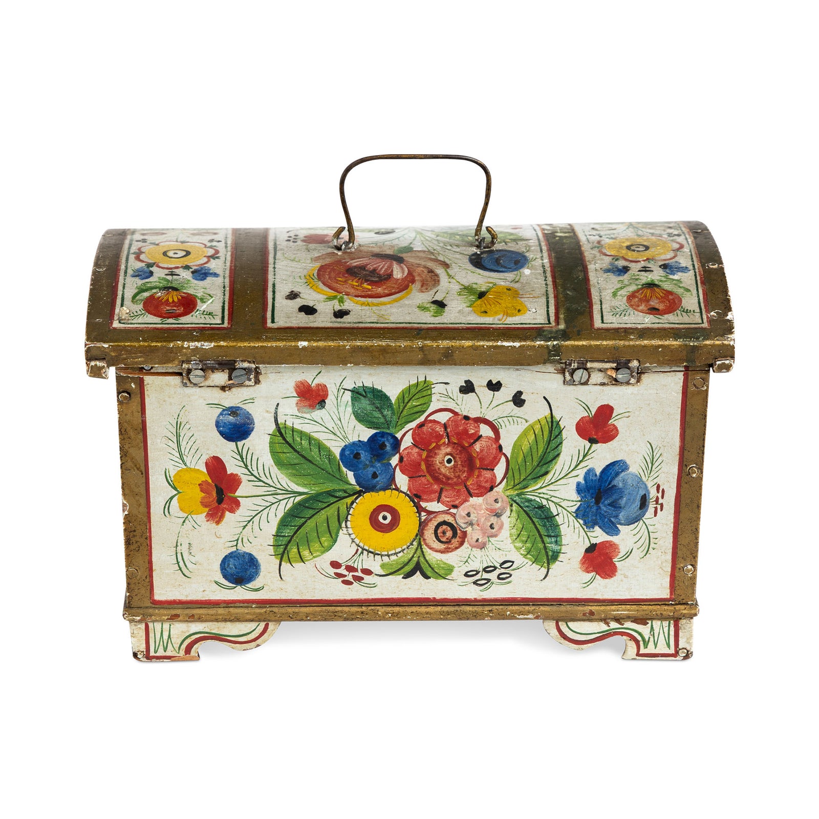 Scandinavian Small Hand Painted Lift Top Dome Box Eleish Van Breems Home