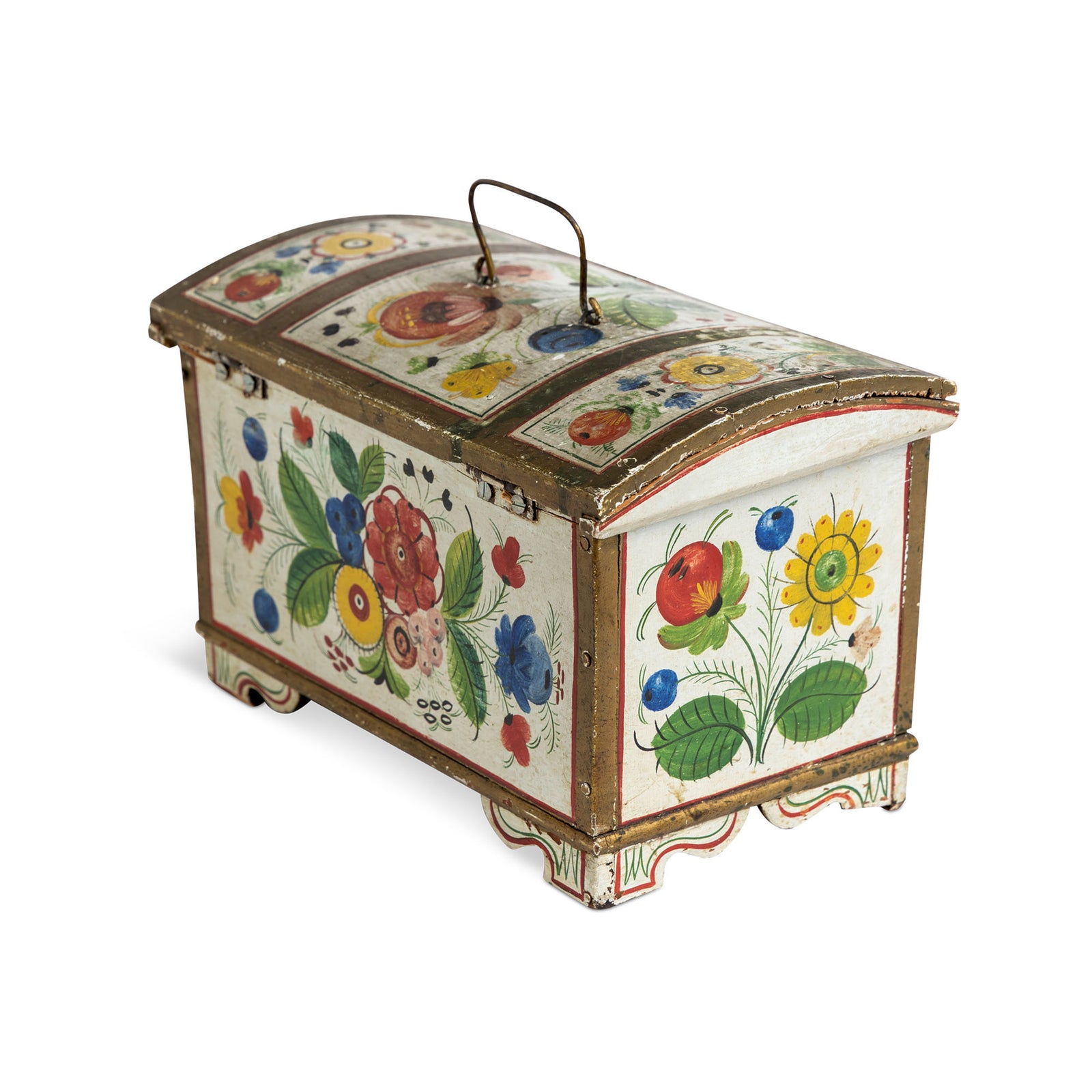Scandinavian Small Hand Painted Lift Top Dome Box Eleish Van Breems Home