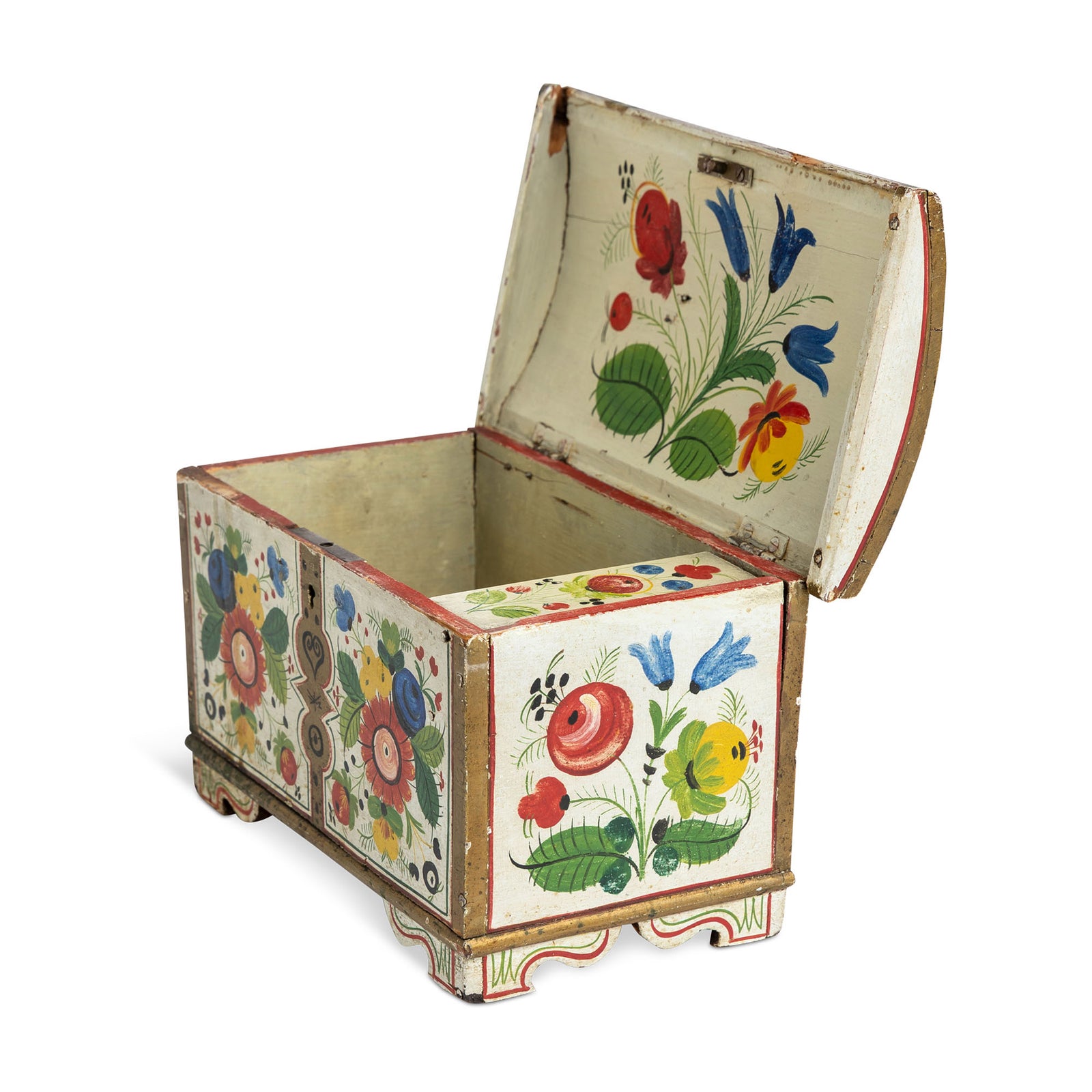 Scandinavian Small Hand Painted Lift Top Dome Box Eleish Van Breems Home