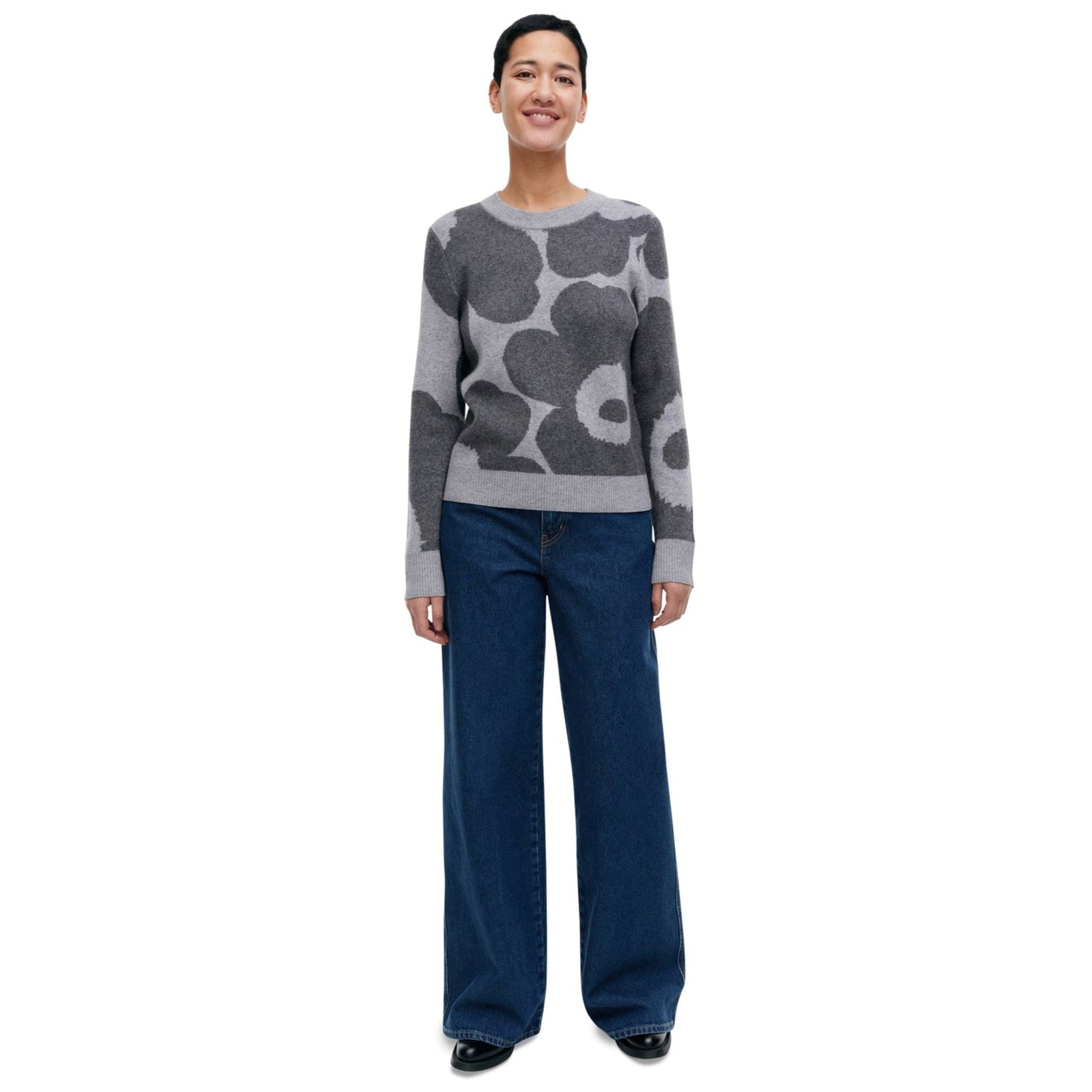 Marimekko Aukio Unikko Cashmere Pullover Gray Eleish Van Breems Home