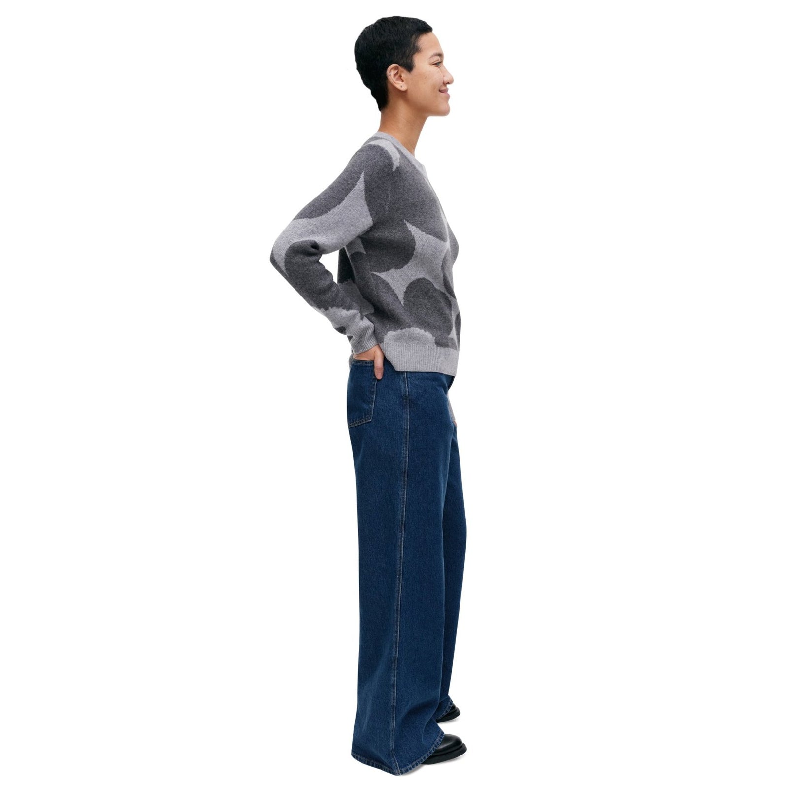 Marimekko Aukio Unikko Cashmere Pullover Gray Eleish Van Breems Home