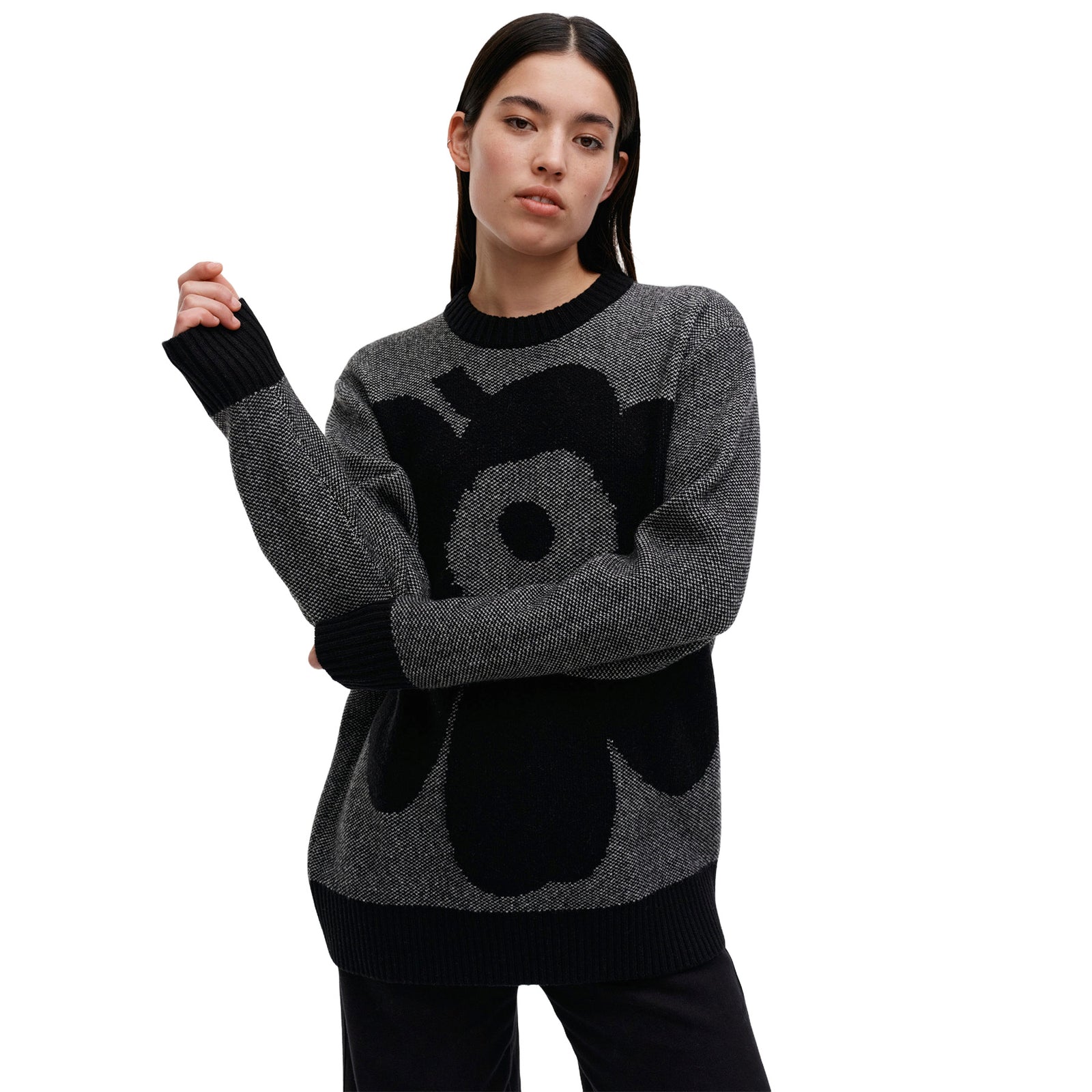 Marimekko Pehmyt Unikko Pullover Sweater Gray And Black Eleish Van Breems Home