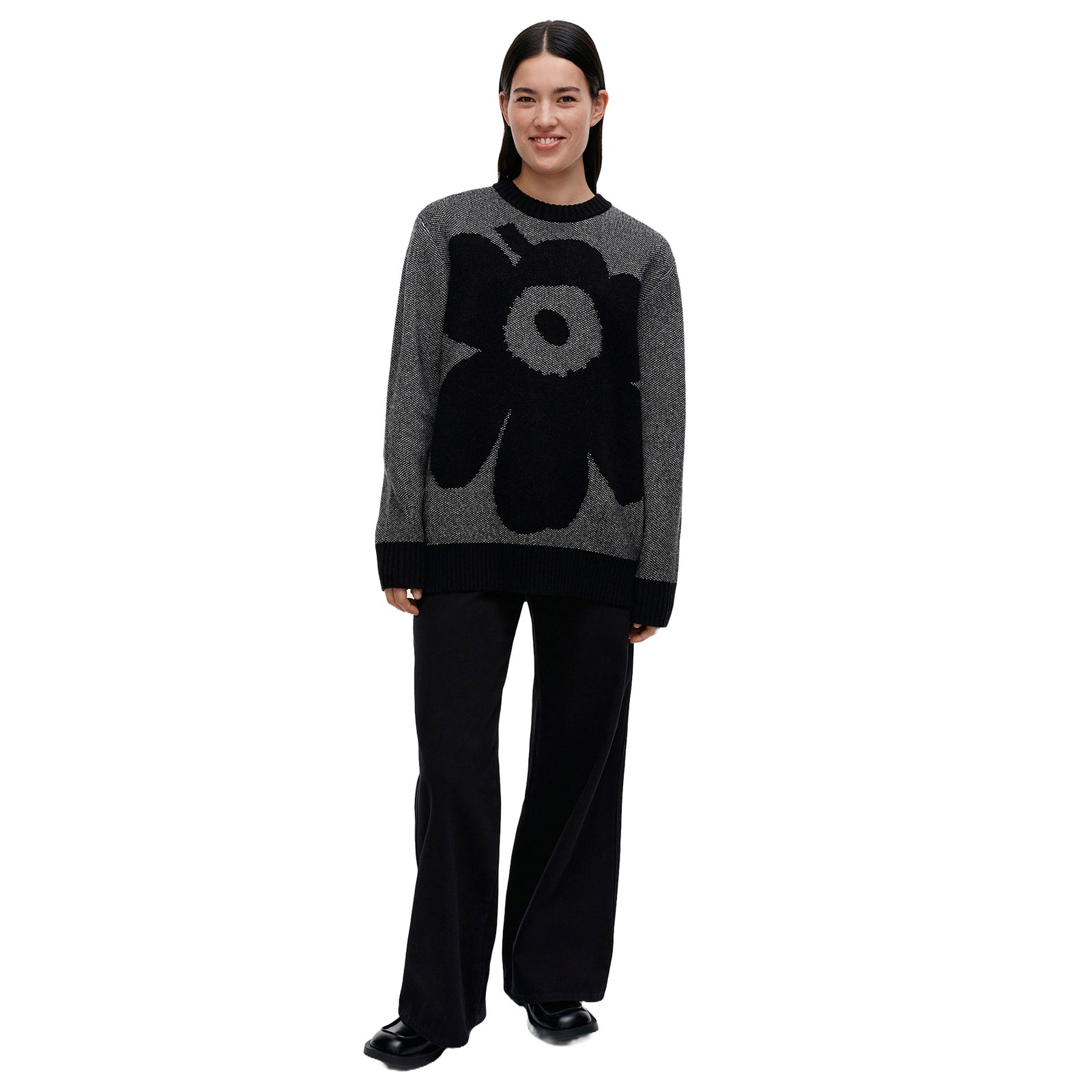 Marimekko Pehmyt Unikko Pullover Sweater Gray And Black Eleish Van Breems Home