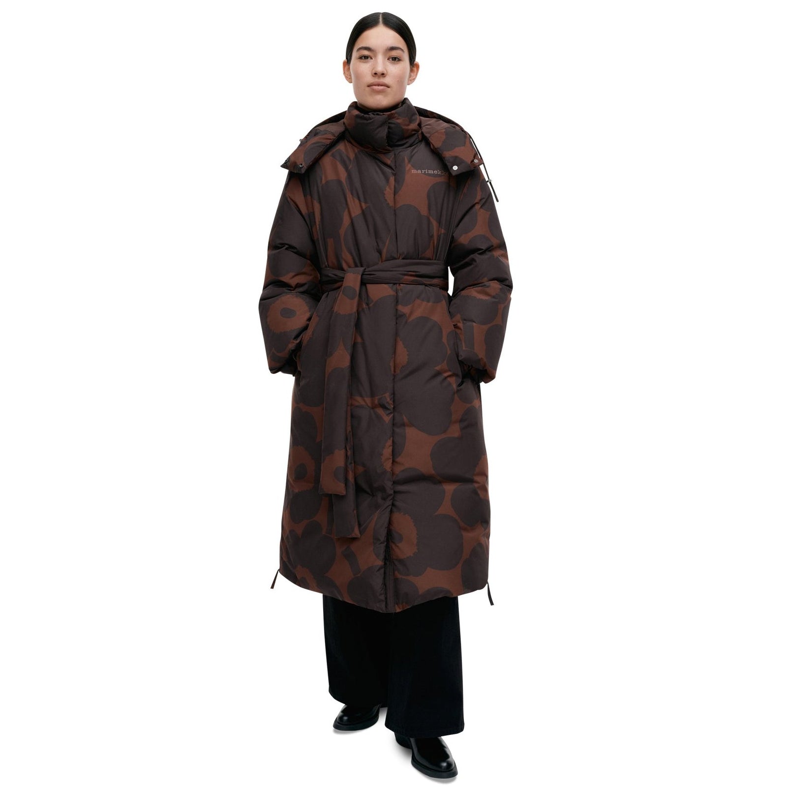 Marimekko Suoja Unikko Down Coat, Brown & Black Eleish Van Breems Home