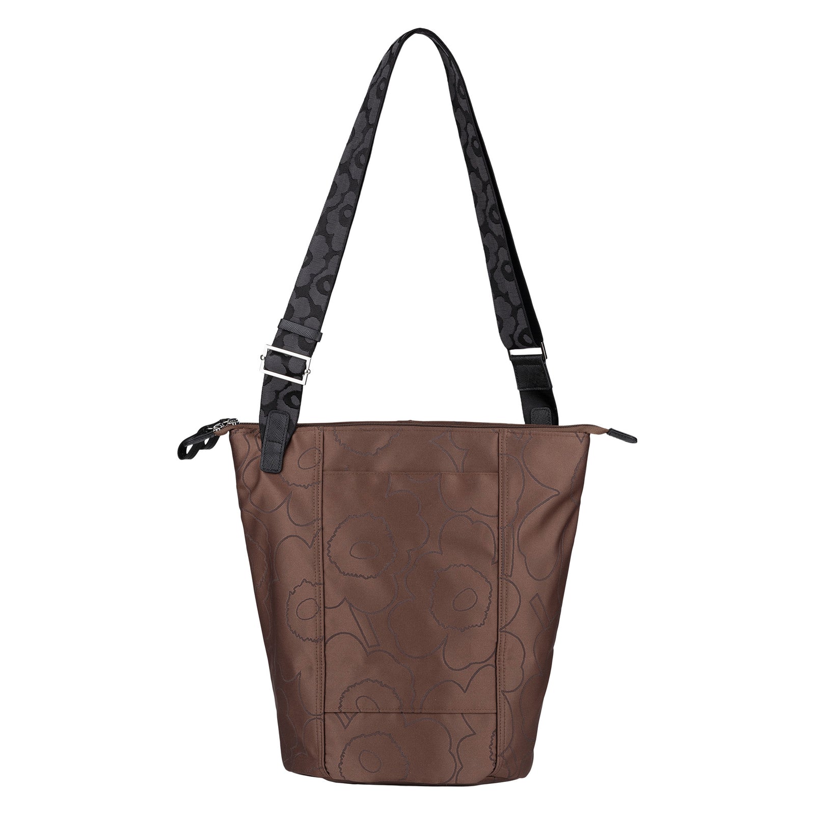 Marimekko All Day Piirto Unikko Shoulder Bucket Bag In Brown & Black Eleish Van Breems Home