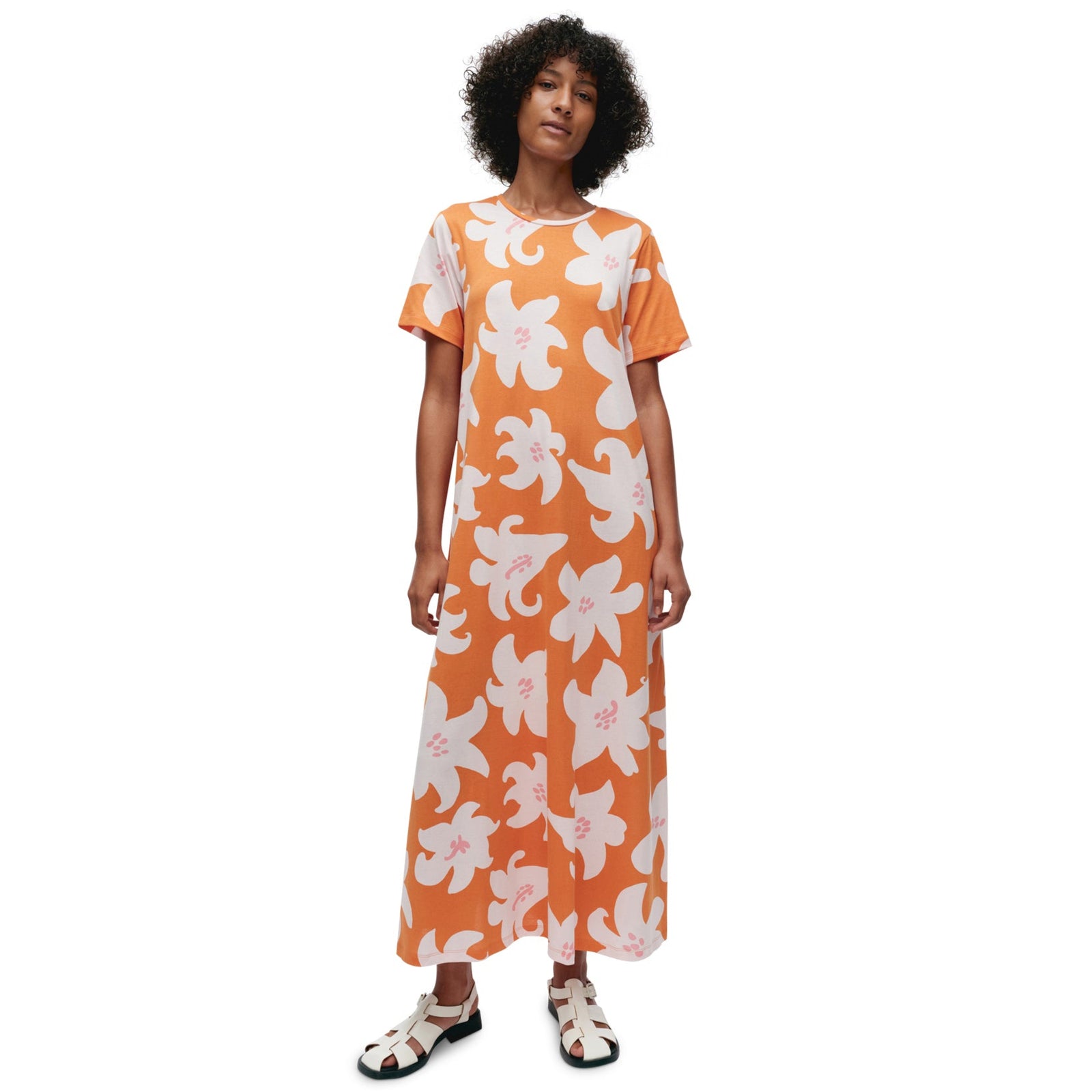 Kalliokielo Villinarsissi Dress in Orange & Pink Eleish Van Breems Home