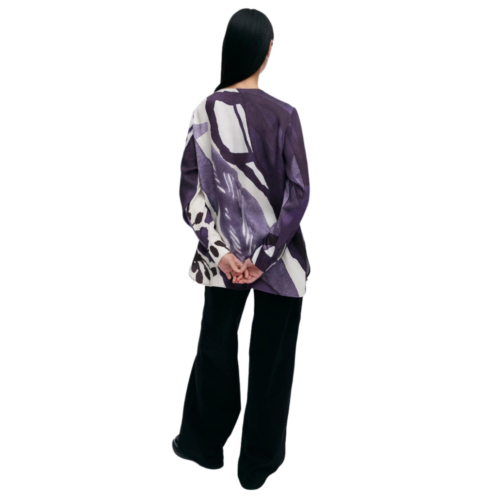 Marimekko Kovertaa Kylmankukka Blouse in Violet and Off-White Eleish Van Breems Home