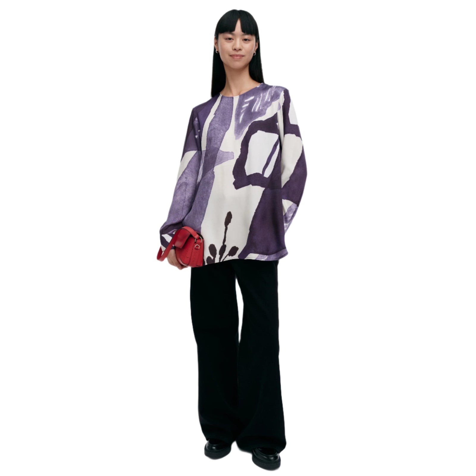 Marimekko Kovertaa Kylmankukka Blouse in Violet and Off-White Eleish Van Breems Home