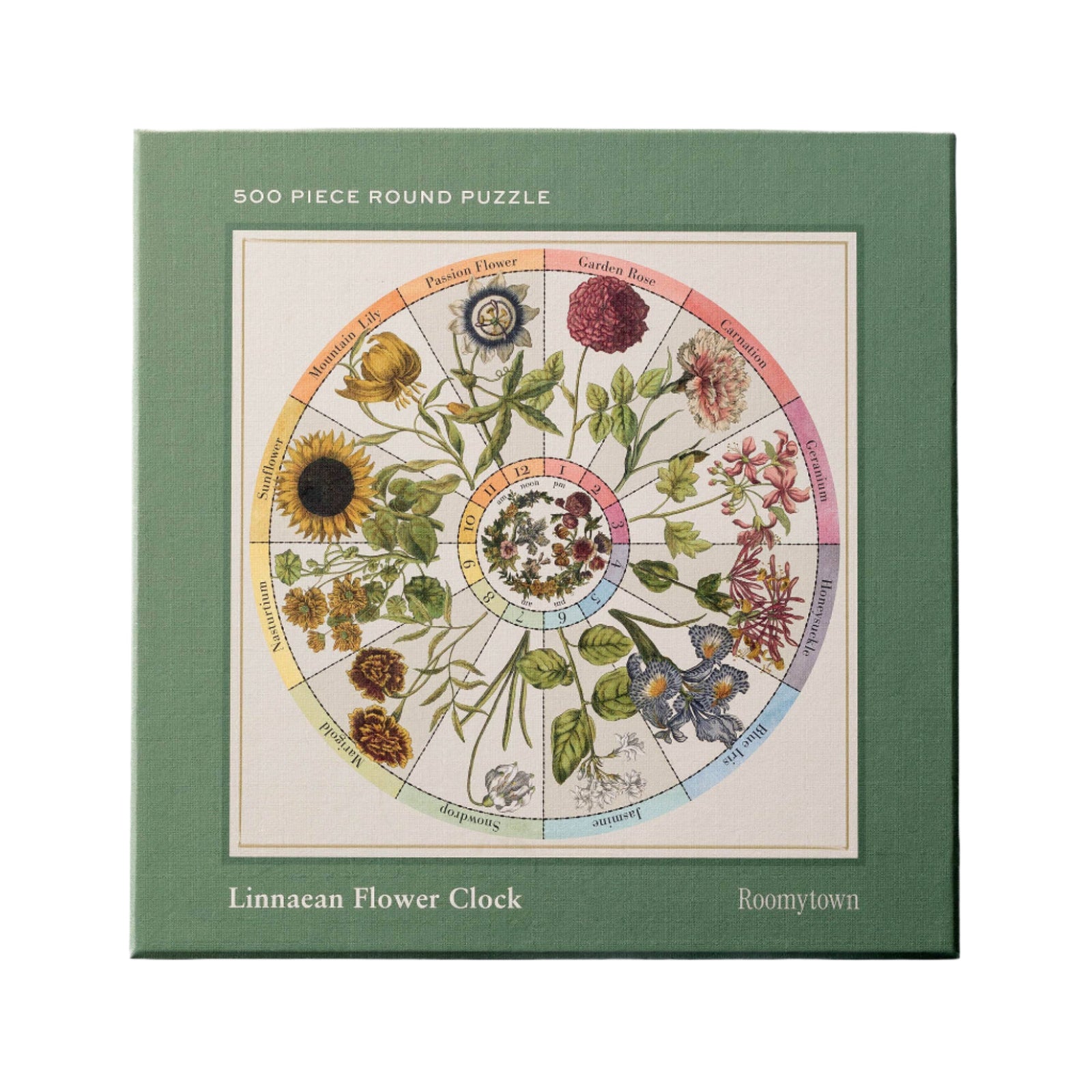 Roomytown Inc - 500-Piece Round Jigsaw Puzzle - Flower Clock Eleish Van Breems Home