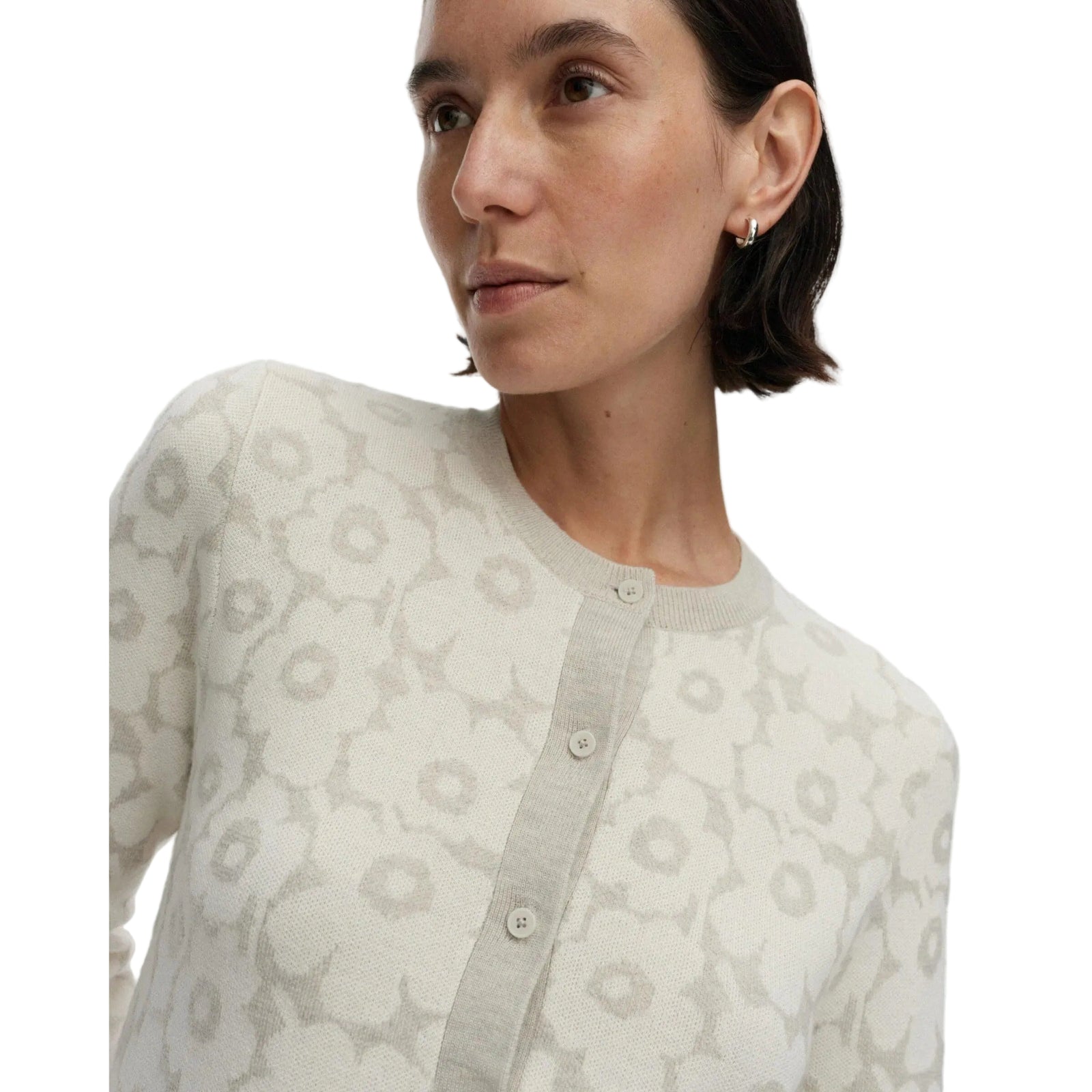 Marimekko Arvaus Unikko Knit Cardigan, Light Grey Eleish Van Breems Home