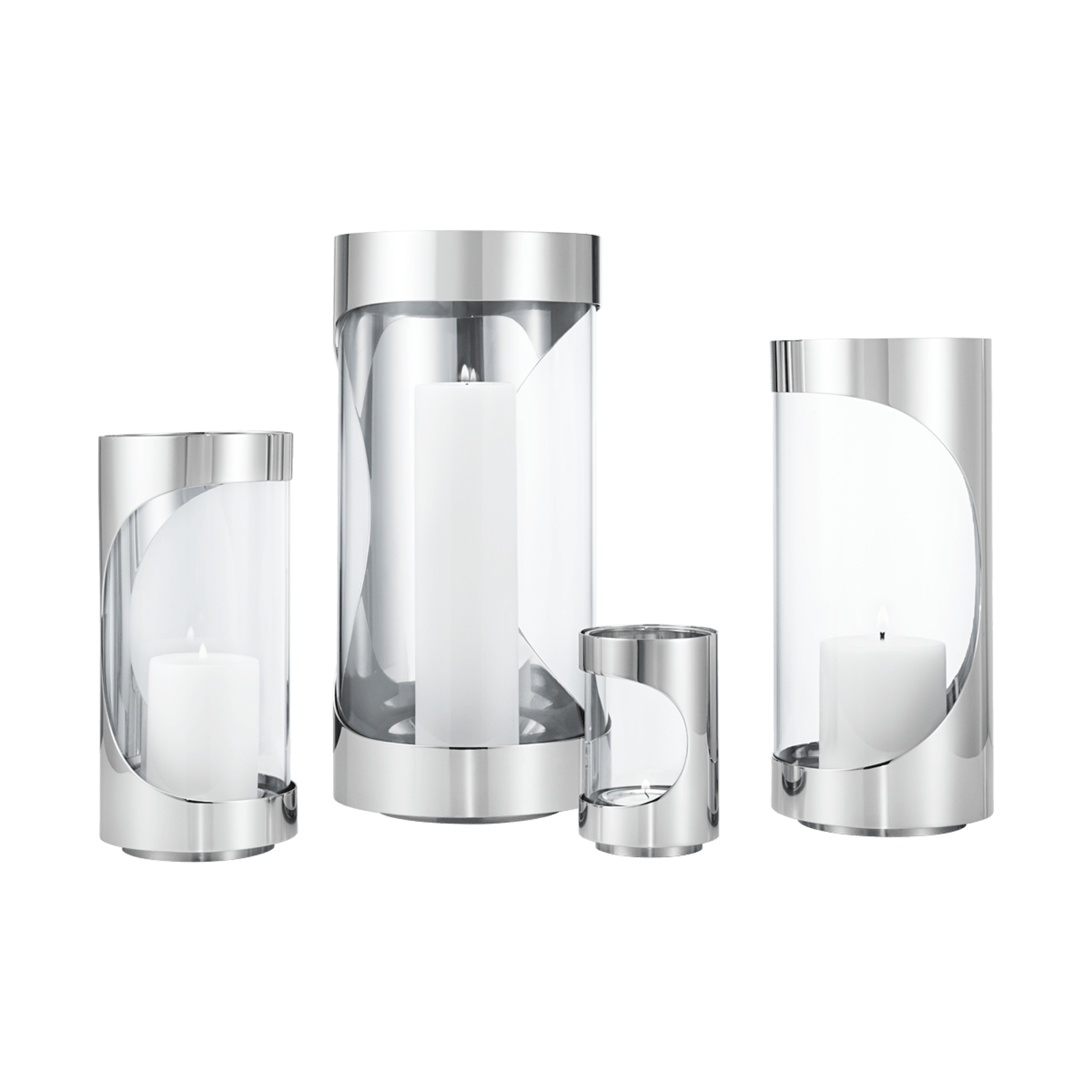 Georg Jensen Chrome Contours Stainless Steel & Glass Tea Light Eleish Van Breems Home