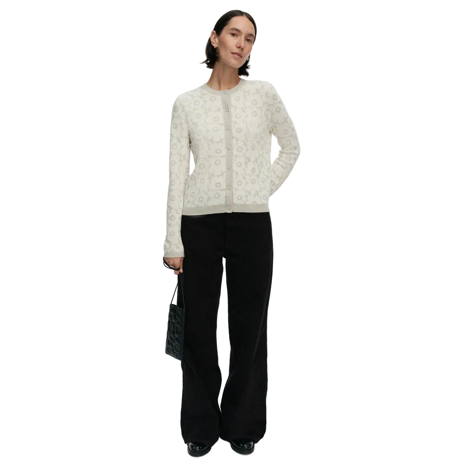 Marimekko Arvaus Unikko Knit Cardigan, Light Grey Eleish Van Breems Home