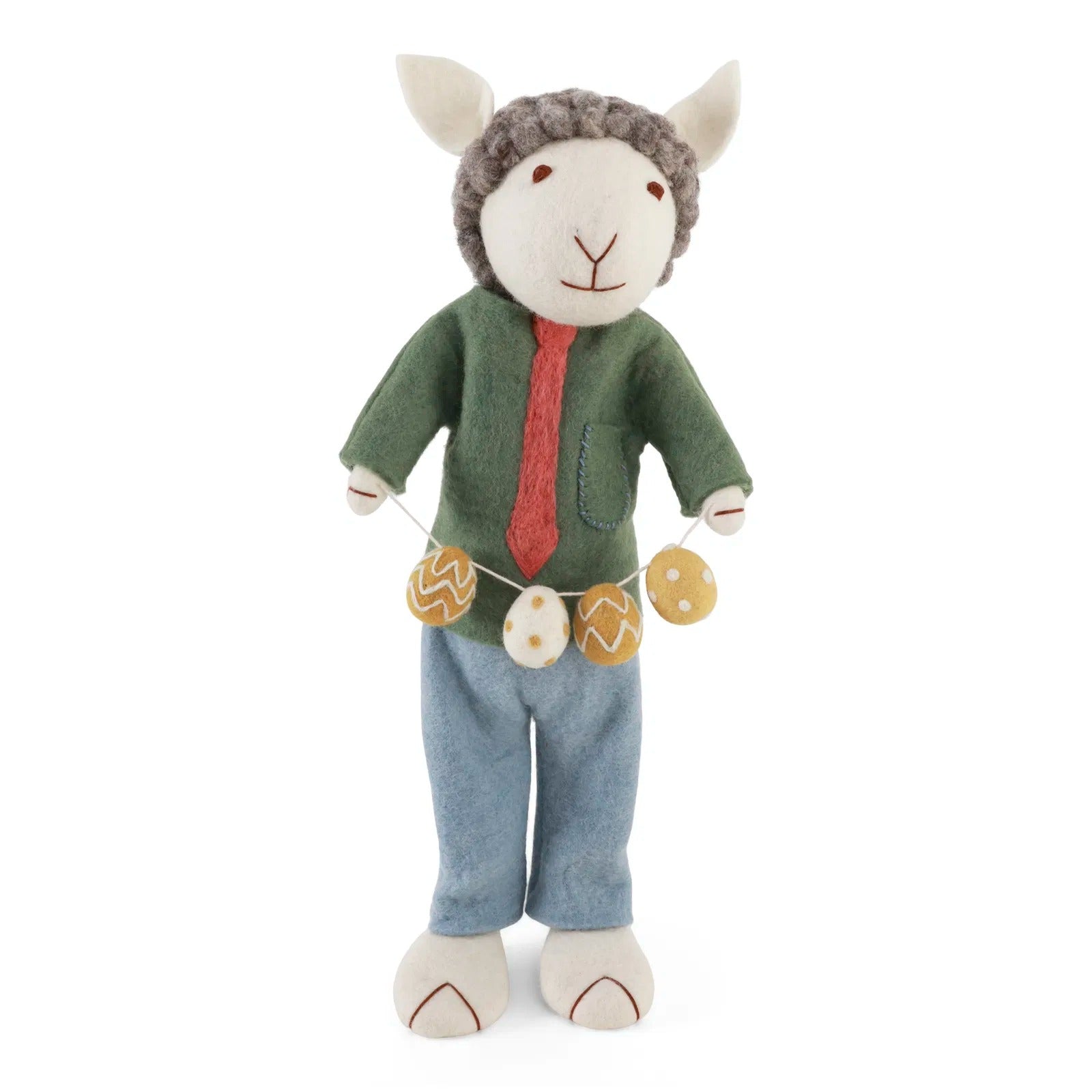 X-Large Grey Boy Sheep w/ Easter Garland Eleish Van Breems Home