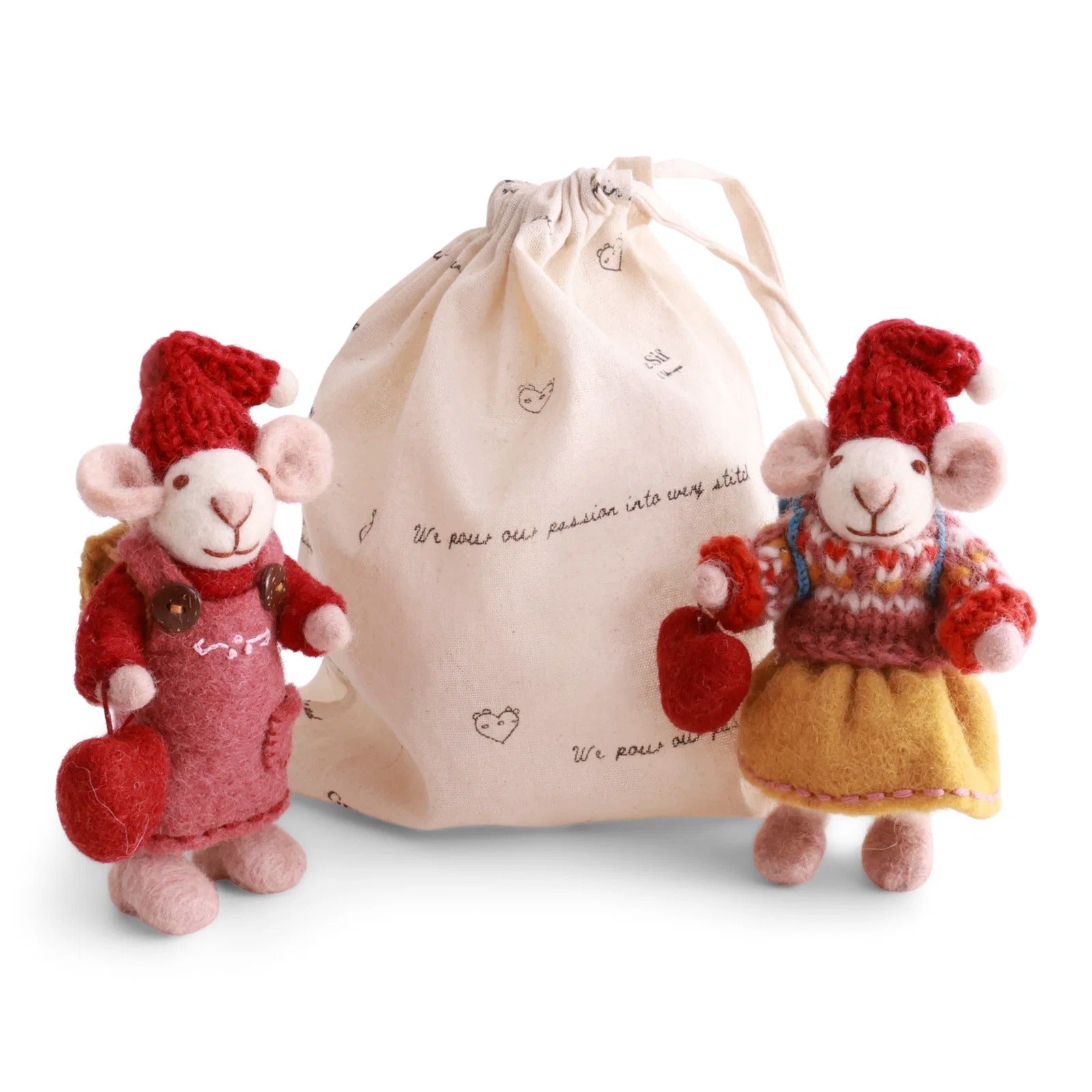 Small White Gry & Sif Mice W/Hearts Eleish Van Breems Home