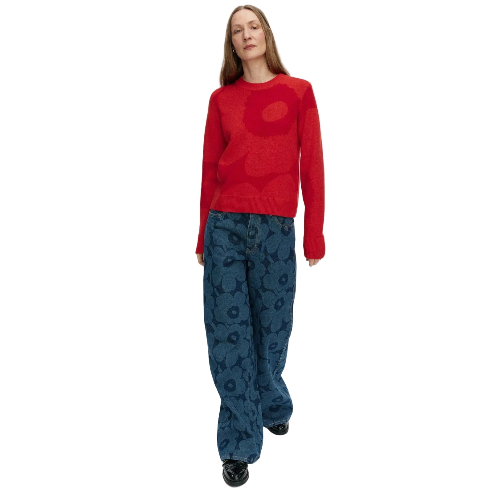 Mareimekko Aukio Unikko Knitted Pullover Dark Red Eleish Van Breems Home