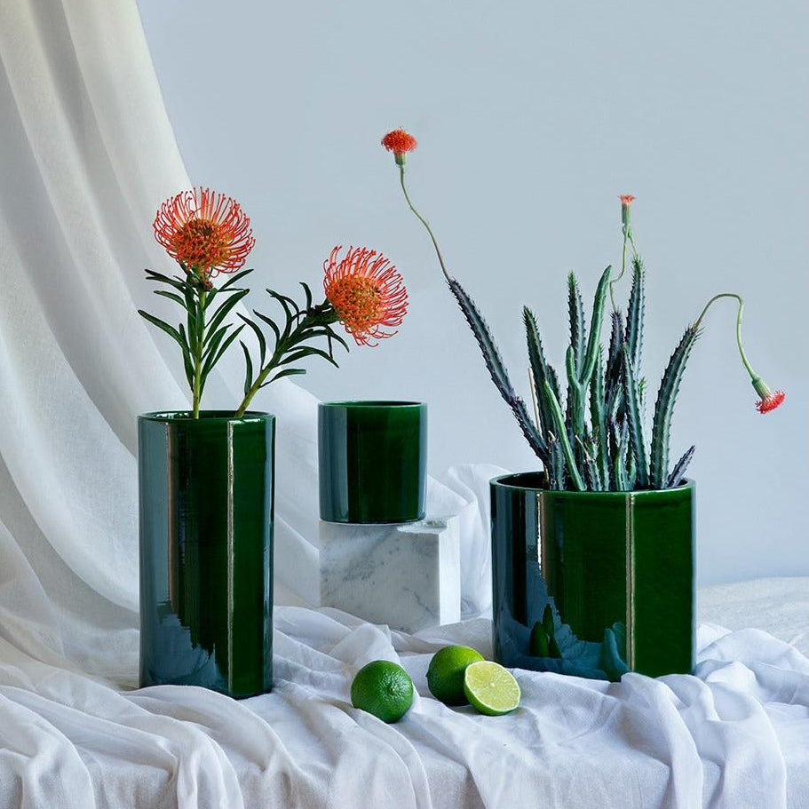 Romeo Emerald Green Glazed Cachetpot Eleish Van Breems Home