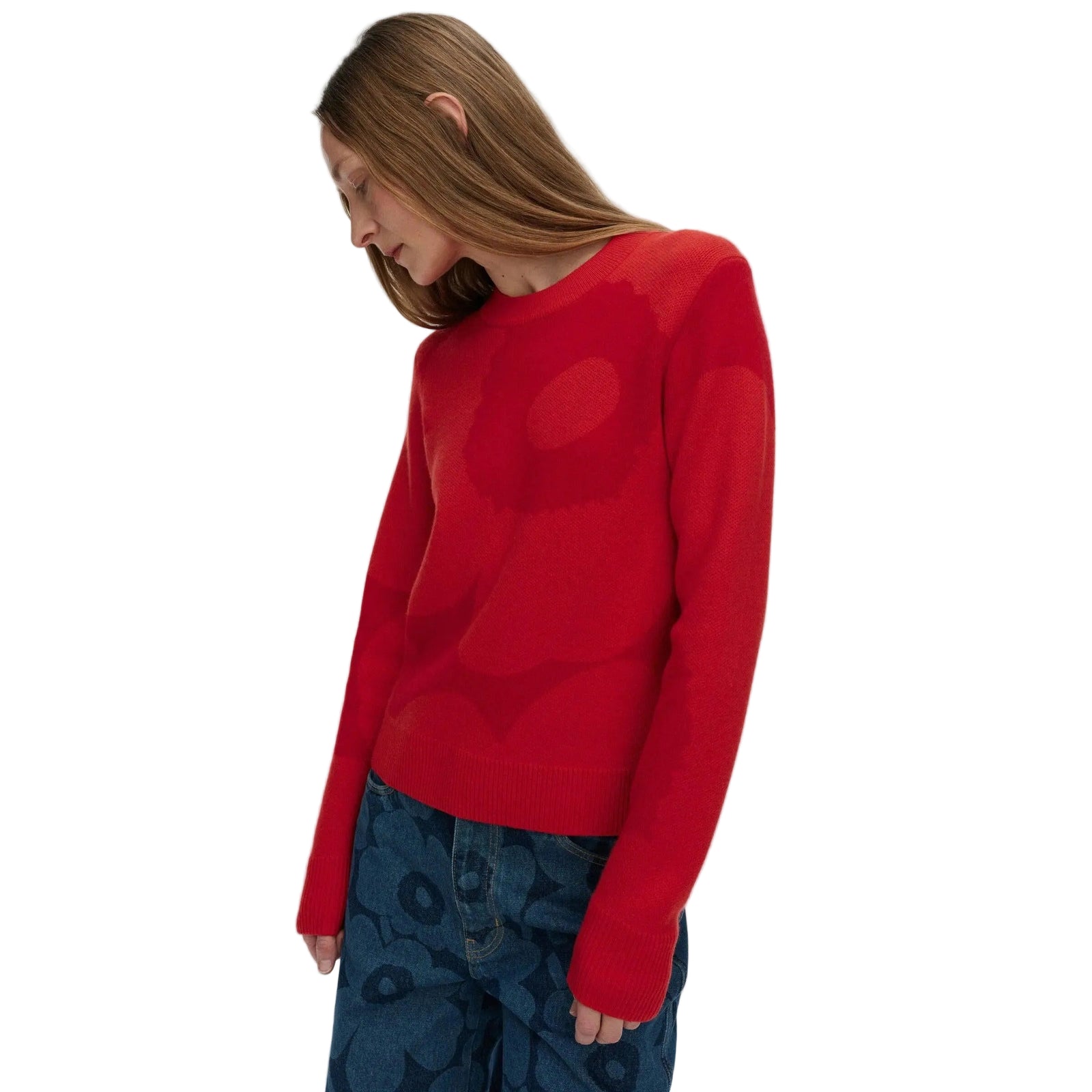 Mareimekko Aukio Unikko Knitted Pullover Dark Red Eleish Van Breems Home