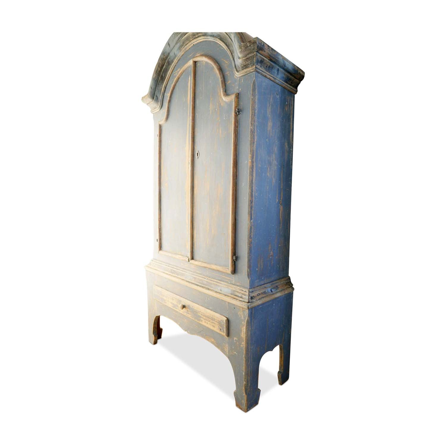 Swedish Gustavian Blue Painted "Allmoge" Dome Topped Cupboard Eleish Van Breems Home