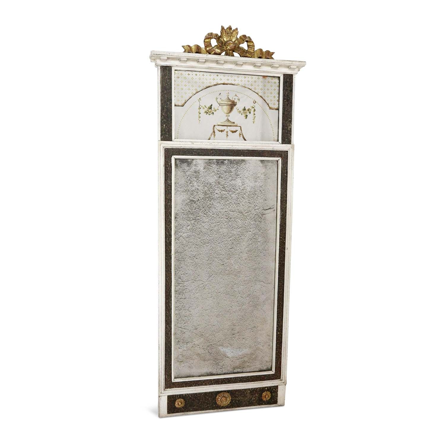 Swedish Eglomise Classical Carved Mirror, Early 20th Century Eleish Van Breems Home