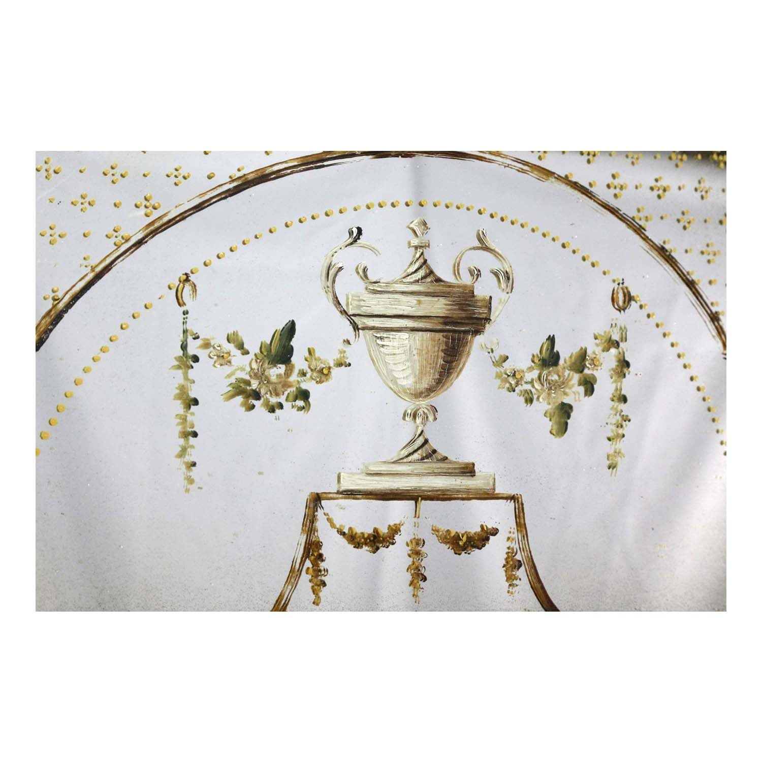 Swedish Eglomise Classical Carved Mirror, Early 20th Century Eleish Van Breems Home